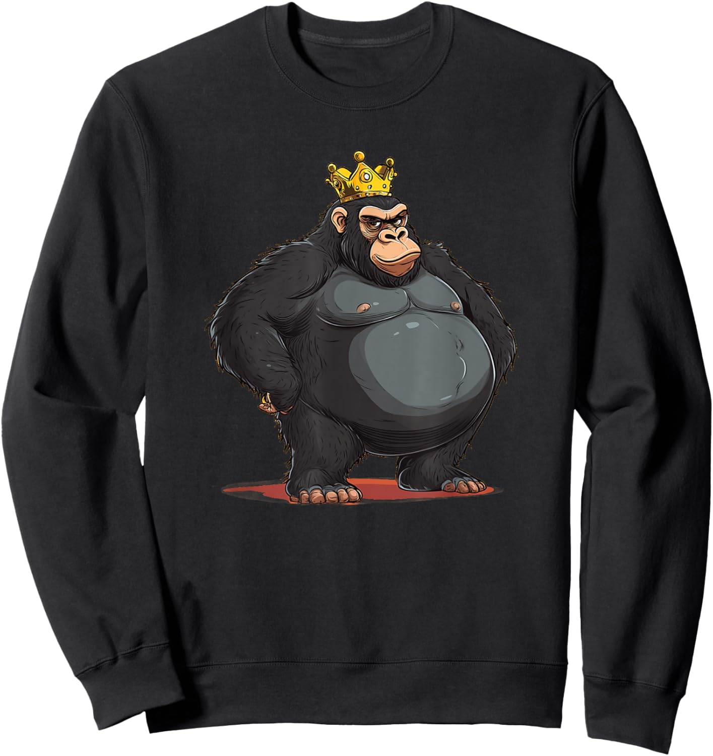Fat Gorilla Monarch with Crown for a Royal Look Sweatshirt - Sweatshirt | Black