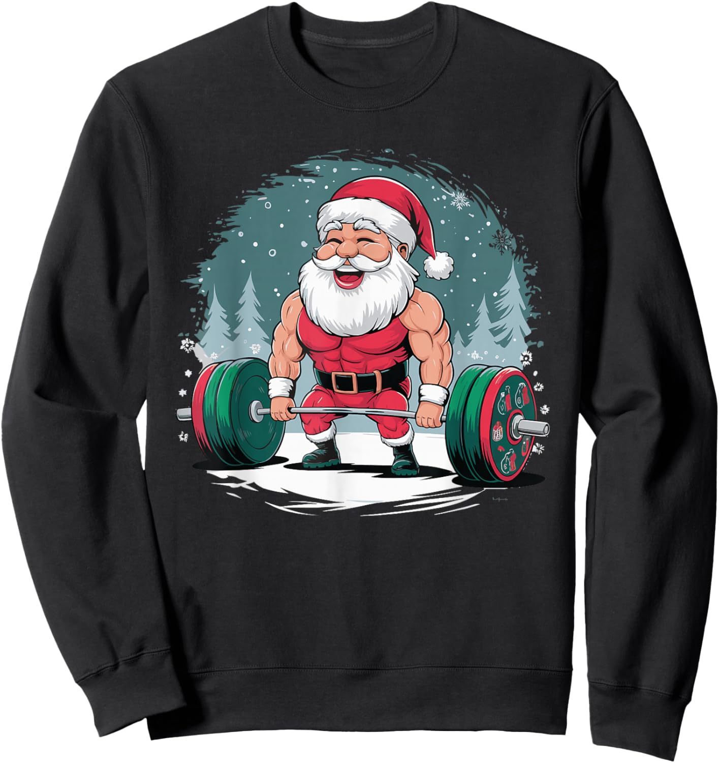 Santa Weightlifting Fitness Bodybuilder Workout Sweatshirt - Sweatshirt | Black