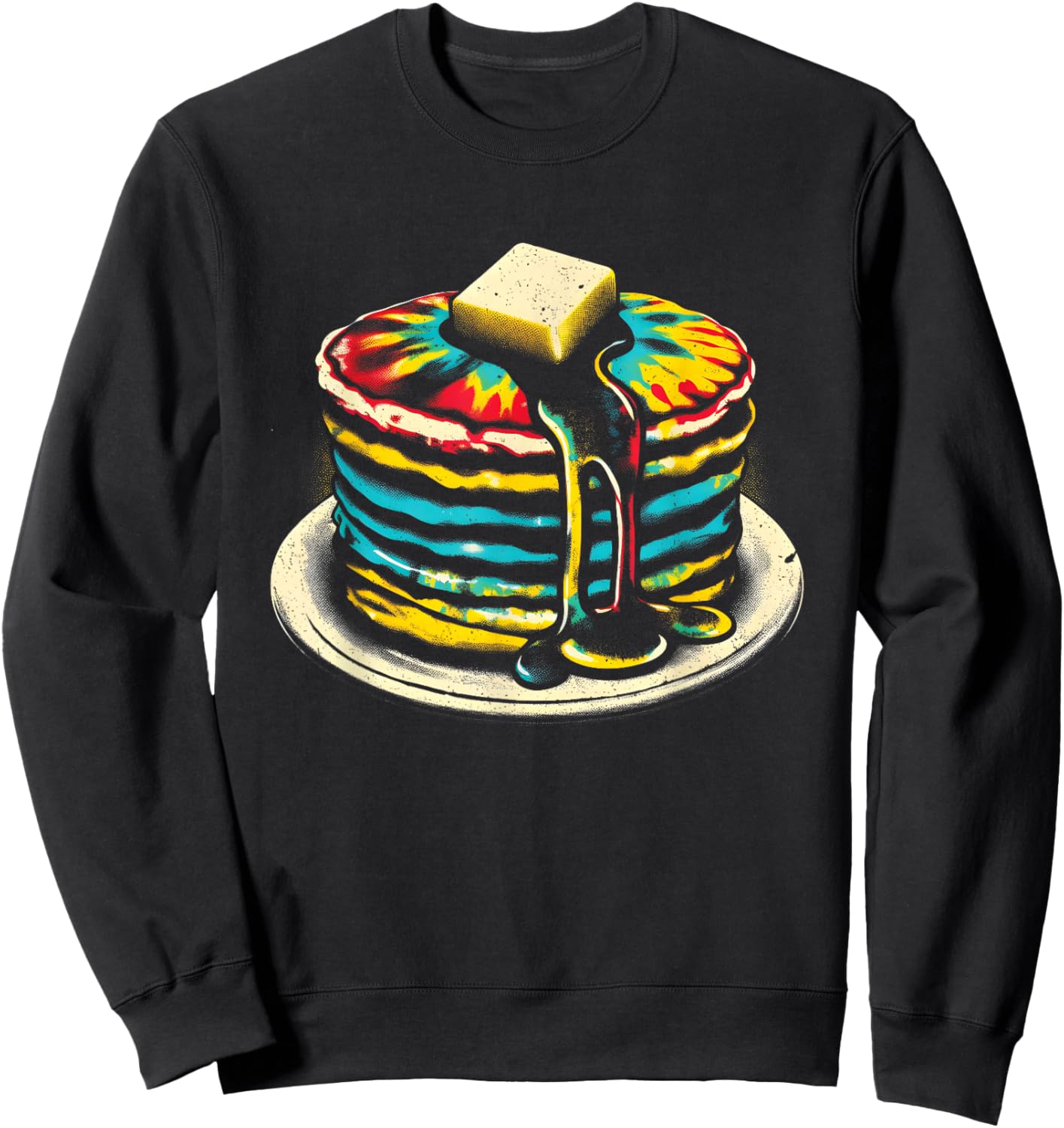 Pancakes Tie Dye - Vintage Pastry Chef Cook Hotcakes Lover Sweatshirt - Sweatshirt | Black