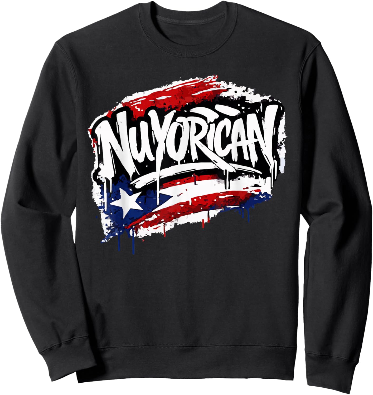 Nuyorican Graffiti Style Puerto Rican NYC Graphic Sweatshirt - Sweatshirt | Black