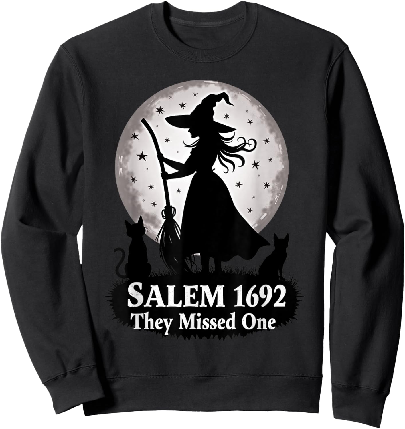 Full Moon Halloween Witch Salem They Missed One cat mom Sweatshirt - Sweatshirt | Black