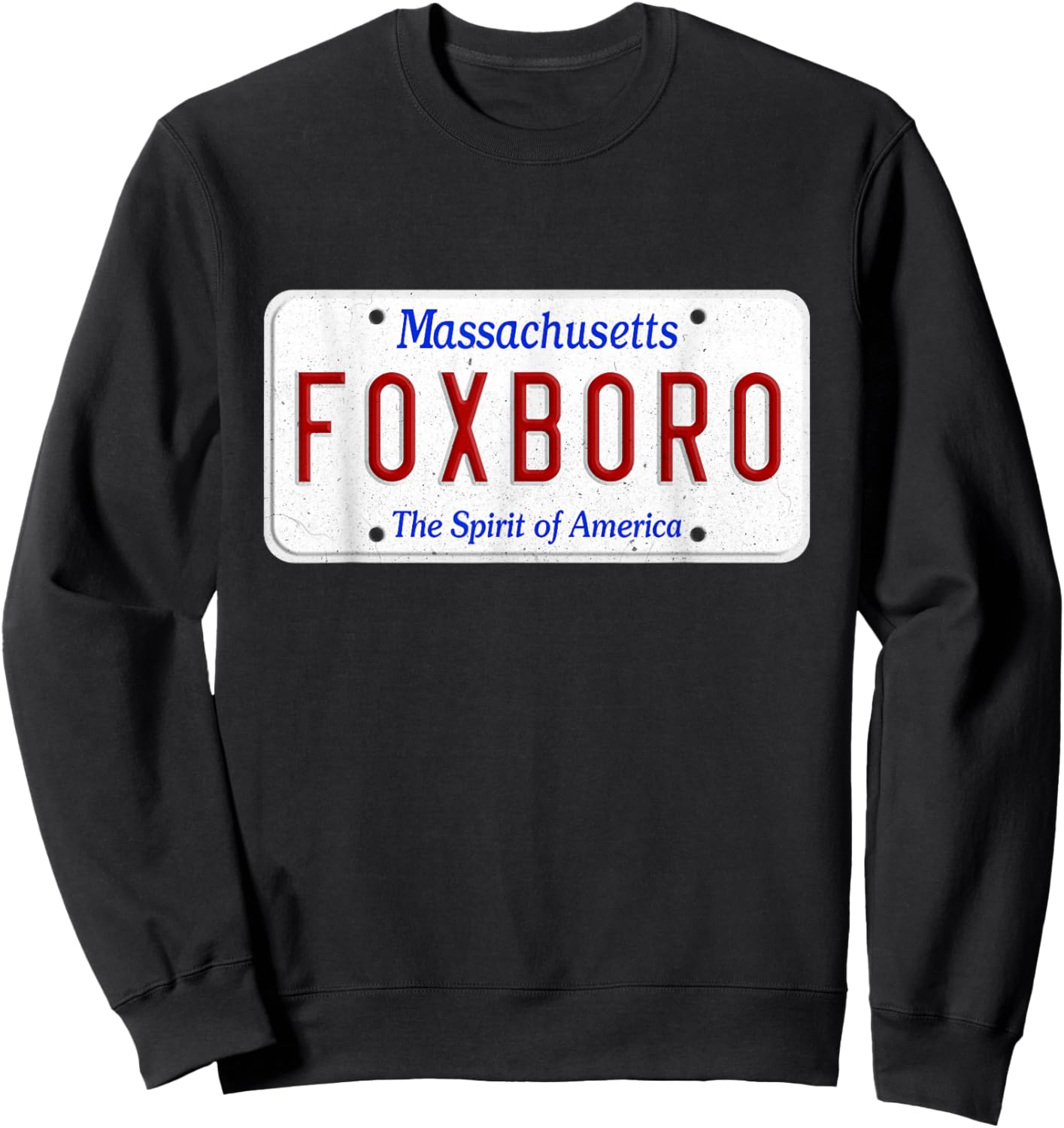Foxboro Boston Massachusetts License Plate Sports Graphic Sweatshirt - Sweatshirt | Black