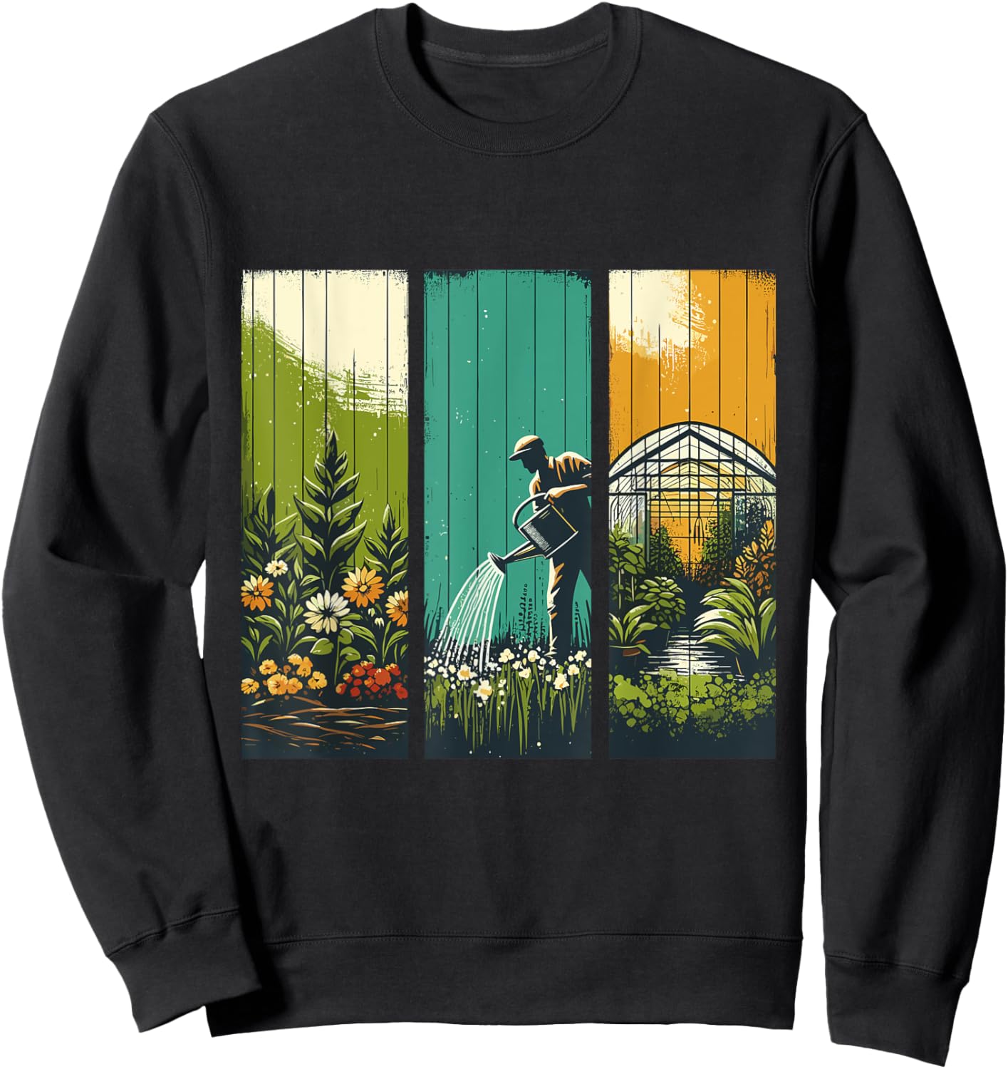 Vintage Greenhouse Gardening Watering Nature Gardener Sweatshirt - Sweatshirt | Black