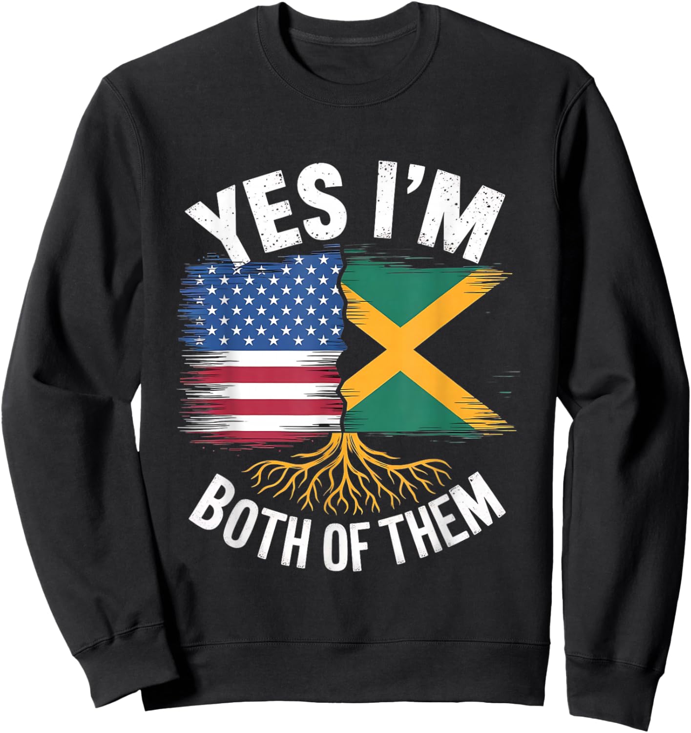 Yes I'm Both: American and Jamaican Roots DNA Pride Sweatshirt - Sweatshirt | Black