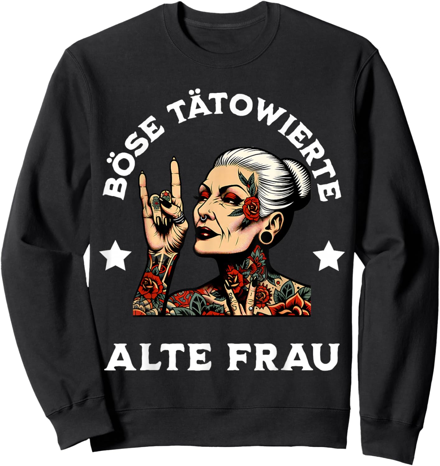 Böse Alte Tätowierte Frau Sweatshirt - Sweatshirt | Black