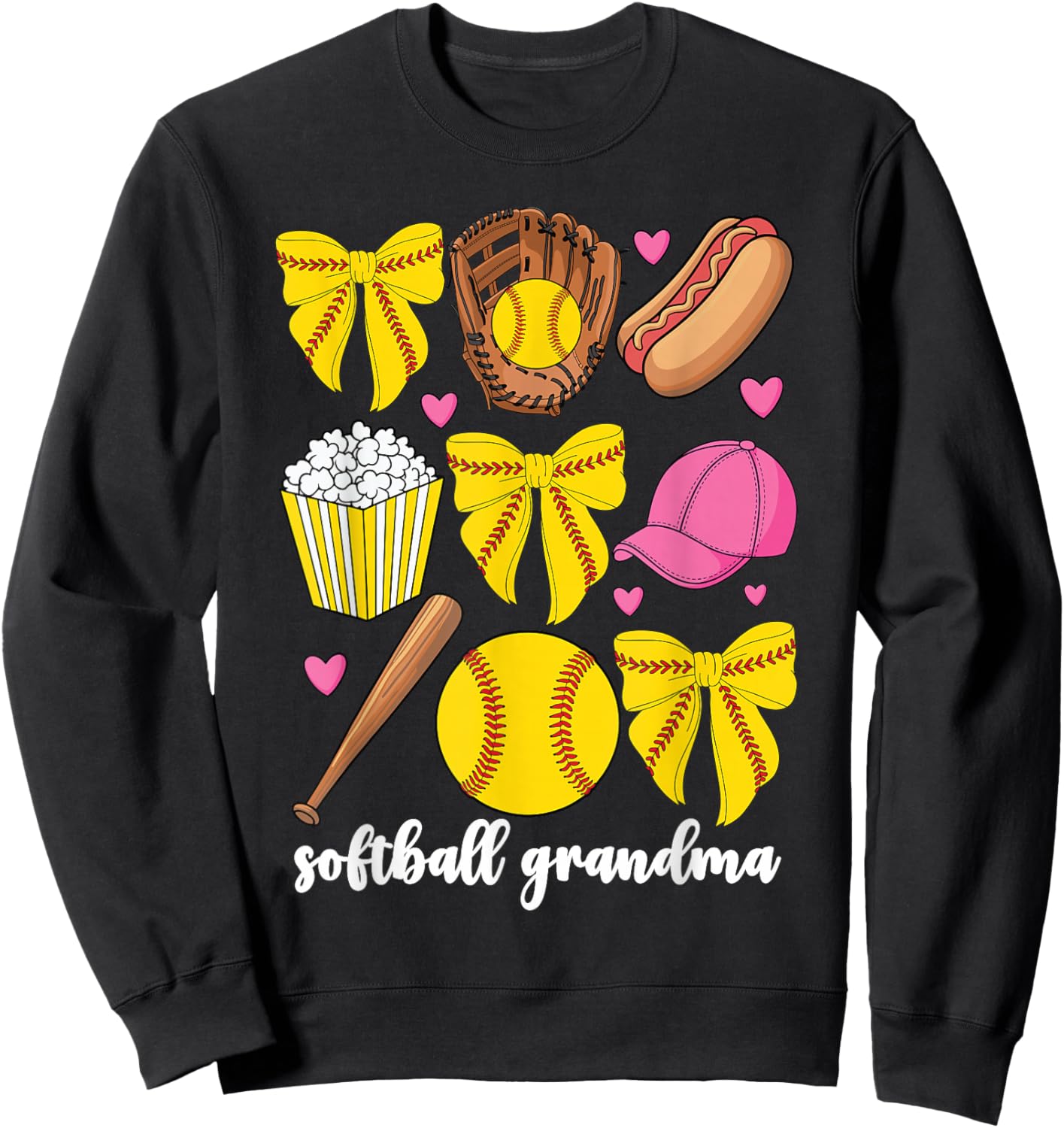Softball Grandma Softball Coquette Bow Mothers Day Sweatshirt - Sweatshirt | Black