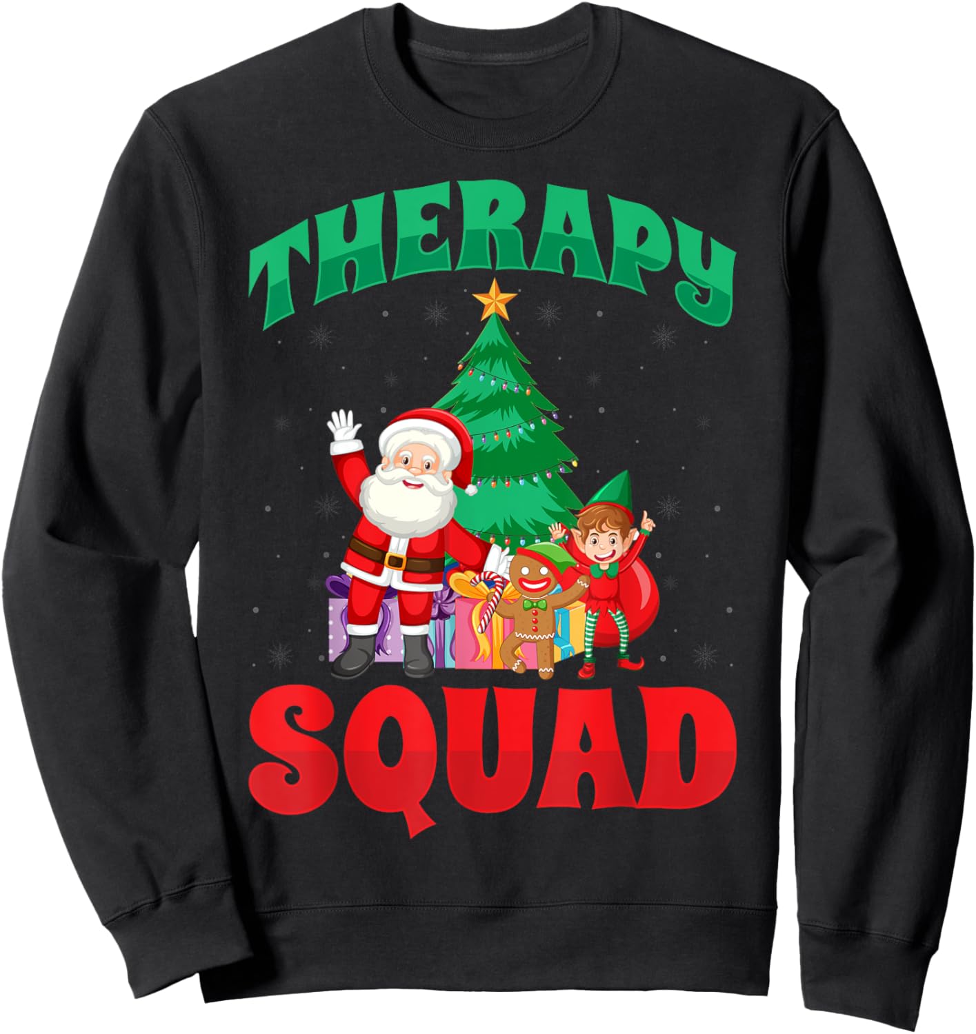 Therapy Squad Xmas Santa SLP Speech Pathologists Christmas Sweatshirt - Sweatshirt | Black