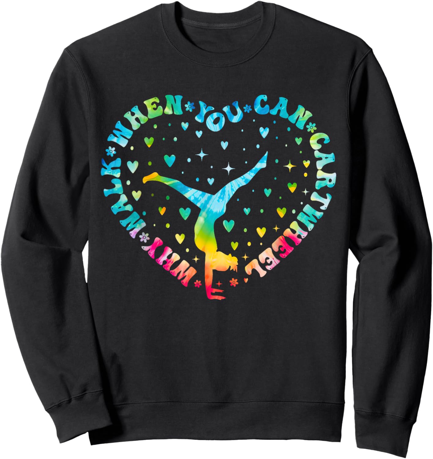 Tie-dye Heart Cartwheel Gymnastics Cheerleader Gymnast Girl Sweatshirt - Sweatshirt | Black