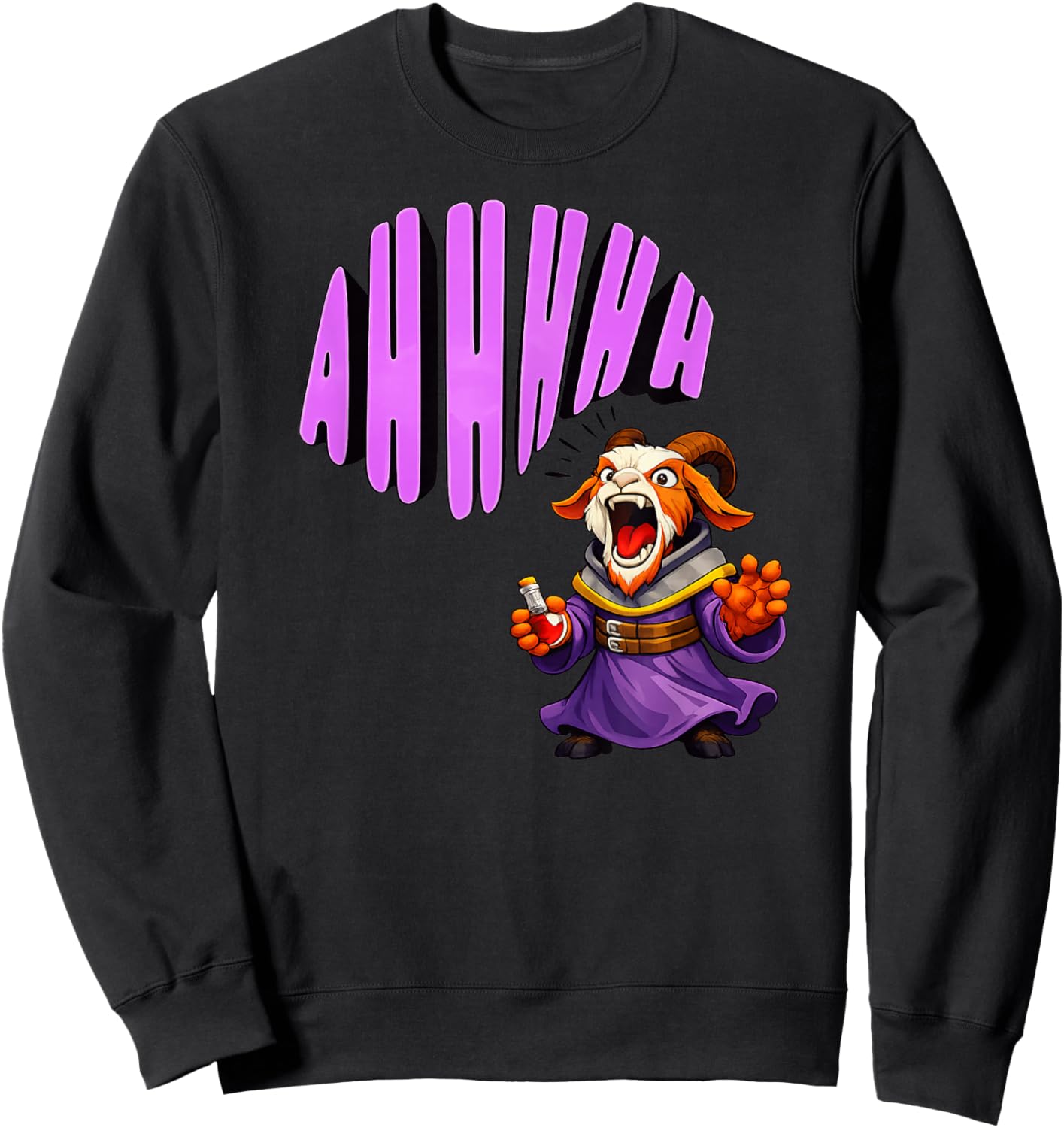 Prepotente Goat Animal Vintage the Screaming ahh Sweatshirt - Sweatshirt | Black