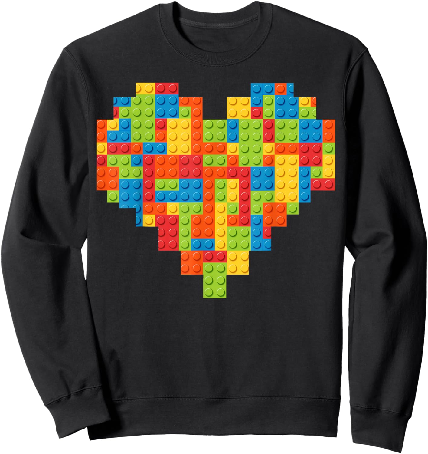 Brick Builder Heart Valentines Block Building Master Builder Sweatshirt - Sweatshirt | Black