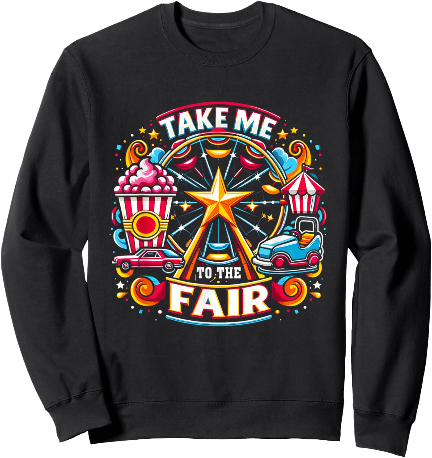 Take Me To The-State And County Fairs Ferris Wheel Pop Corn Sweatshirt - Sweatshirt | Black