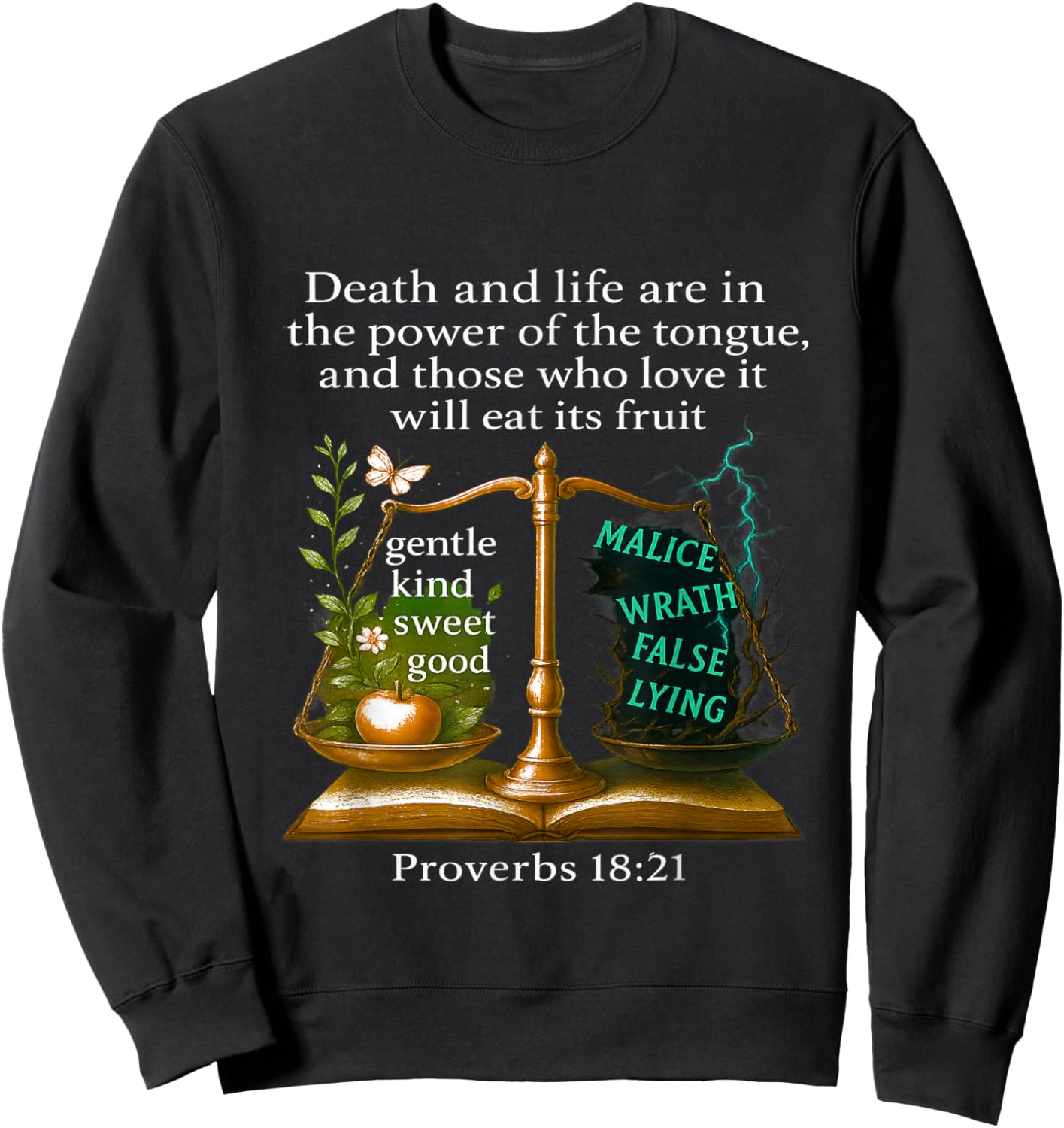 Proverbs 18:21 Bible Verse Sweatshirt - Sweatshirt | Black