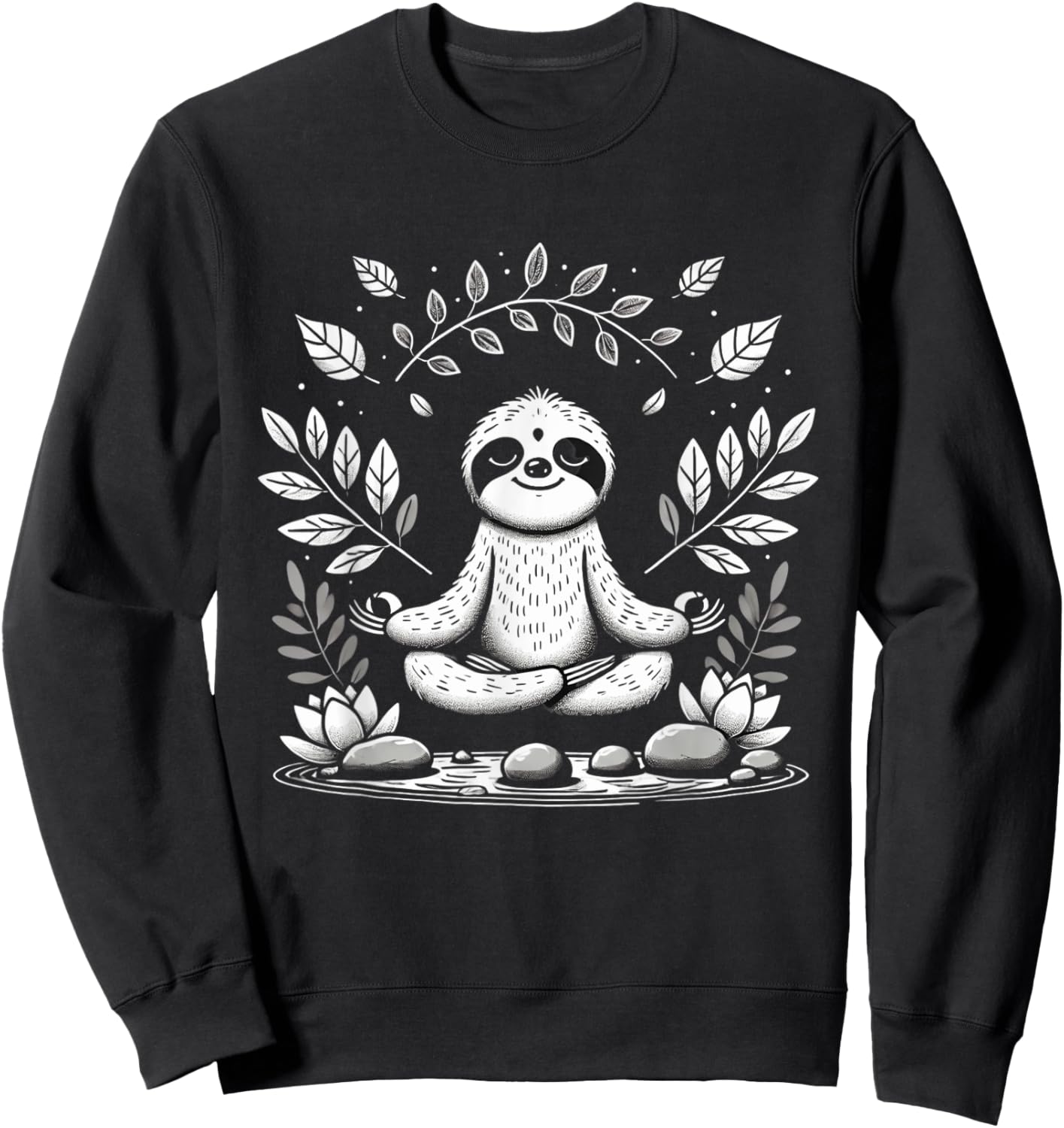 Cute Funny Sloth Meditating Meditation Peace Zen Sloth Sweatshirt - Sweatshirt | Black