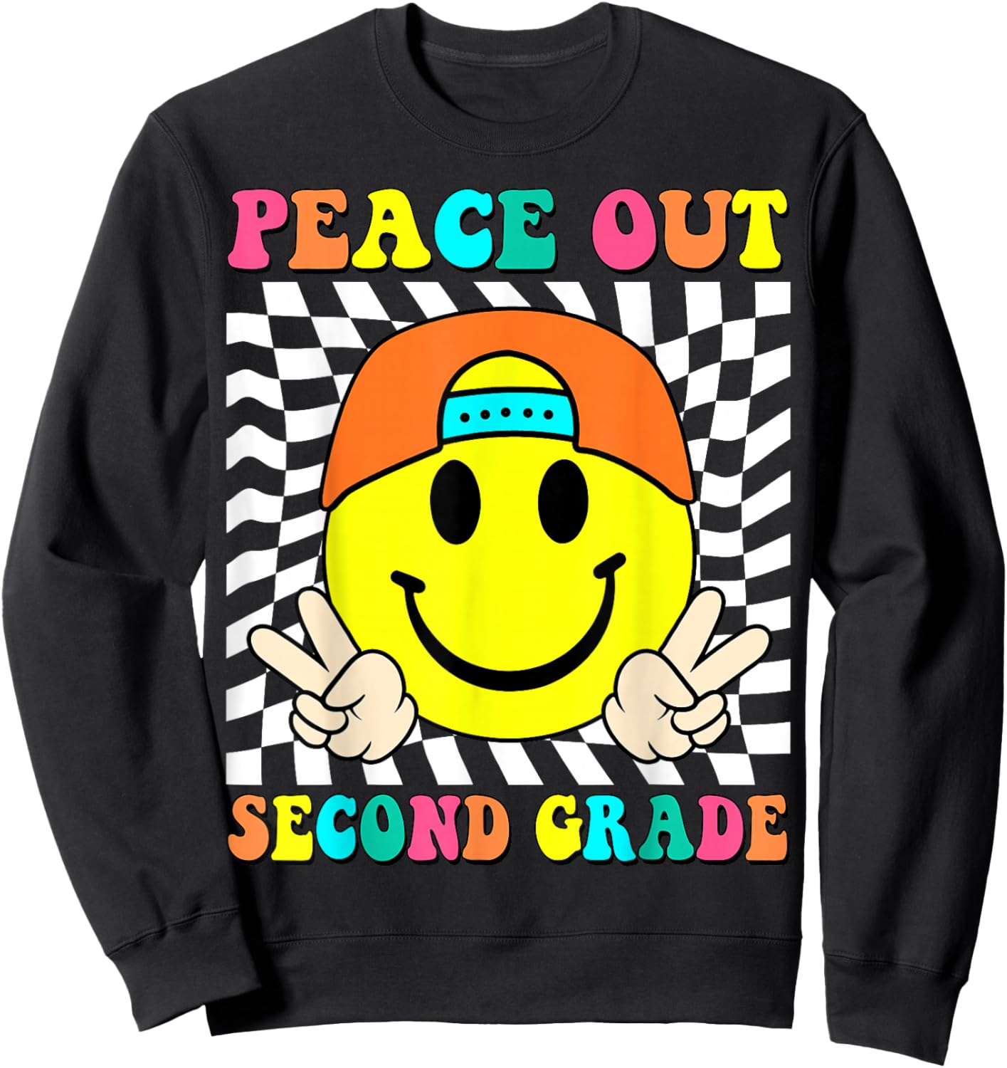 Last Day of School Peace Out 2nd Grade Kids Boy Graduation Sweatshirt - Sweatshirt | Black