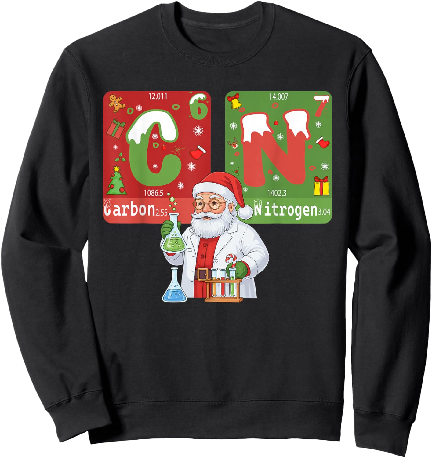 Christmas 67 Meme Science Chemistry Humor Periodic Table Sweatshirt - Sweatshirt | Black