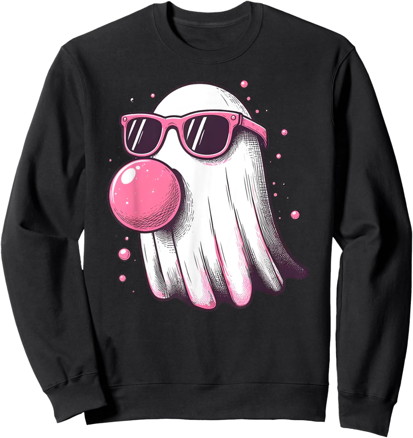 Cute Little Ghost Pastel Goth Bubble Gum Cool Halloween Sweatshirt - Sweatshirt | Black