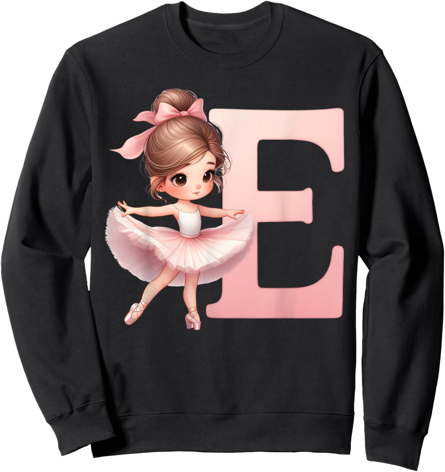 Ballerina Girl Dancing Name First Letter E Girly Tutu Ballet Sweatshirt - Sweatshirt | Black