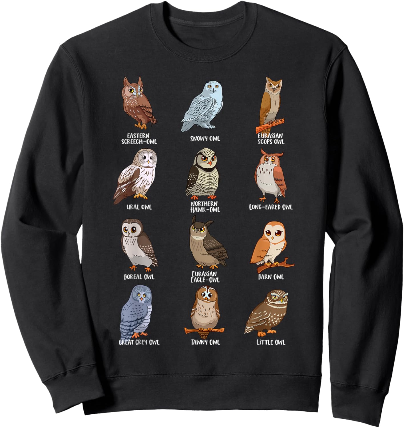 Cartoon Kawaii owls - Owl motif Sweatshirt - Sweatshirt | Black