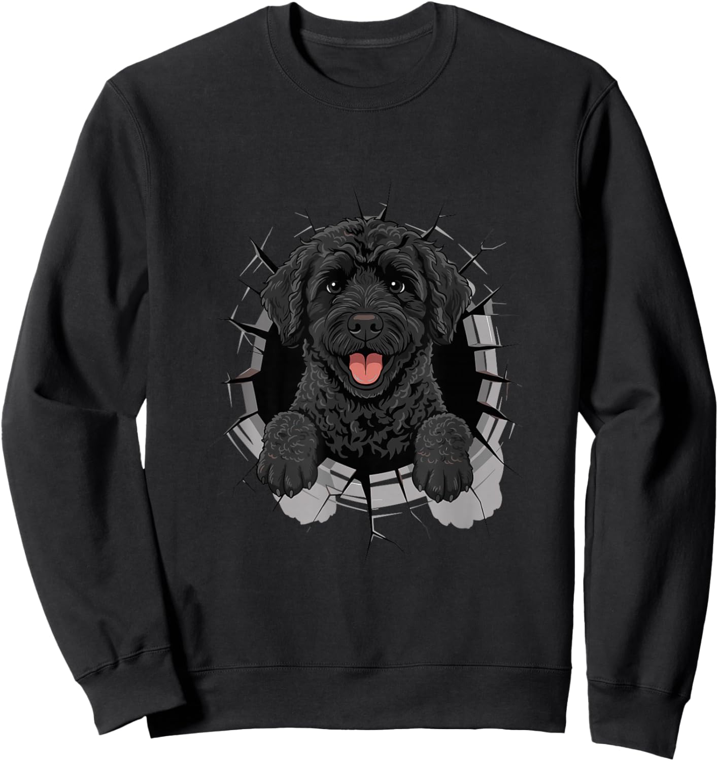 Cracked Wall Portuguese Water Dog Portie Sweatshirt - Sweatshirt | Black
