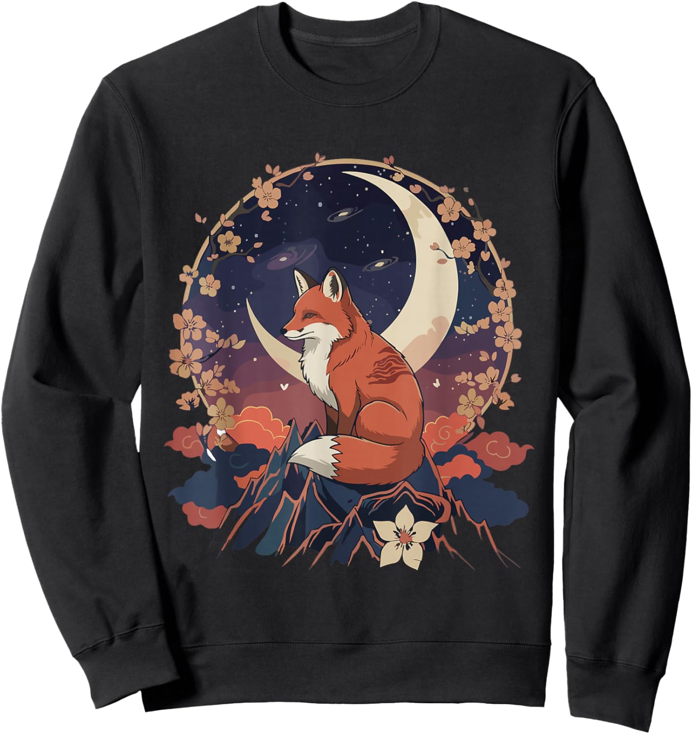 Kawaii Celestial Fox Japanese Anime T Shirts Men Women Kids Sweatshirt - Sweatshirt | Black