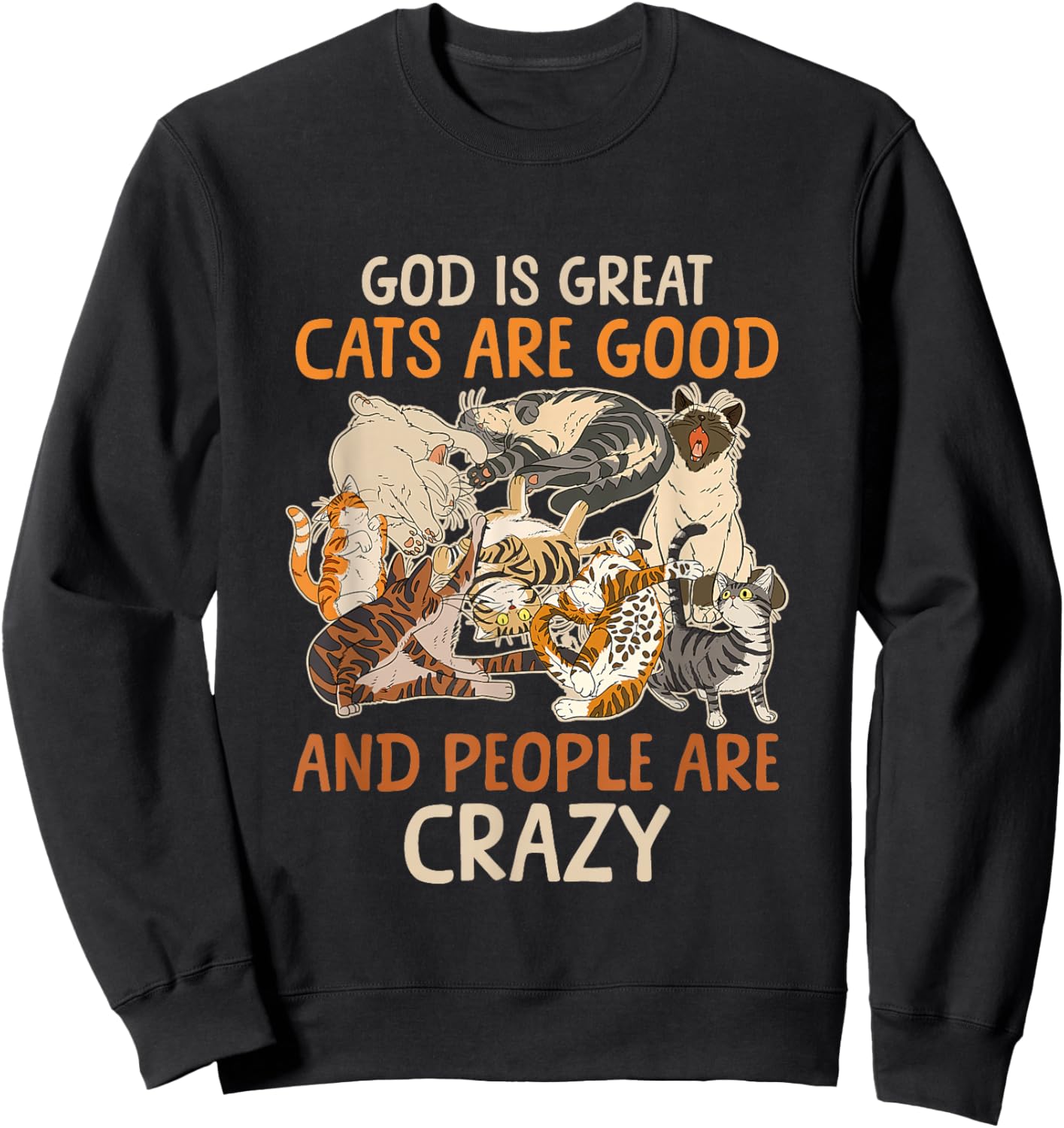God Is Great Cats Are Good And People Are Crazy Saying Sweatshirt - Sweatshirt | Black