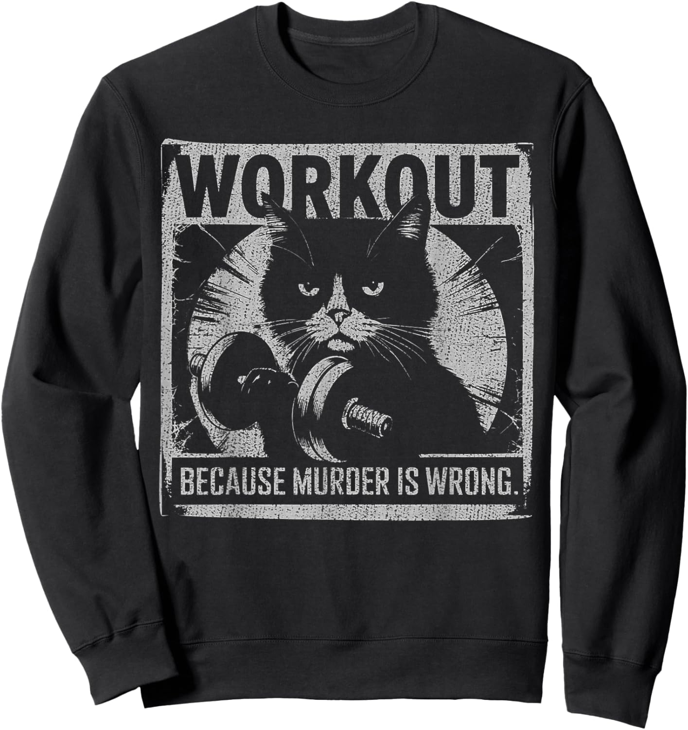 Funny Gym Parody Graphic For Cat Lovers, Ironic Workout Meme Women Sweatshirt - Sweatshirt | Black