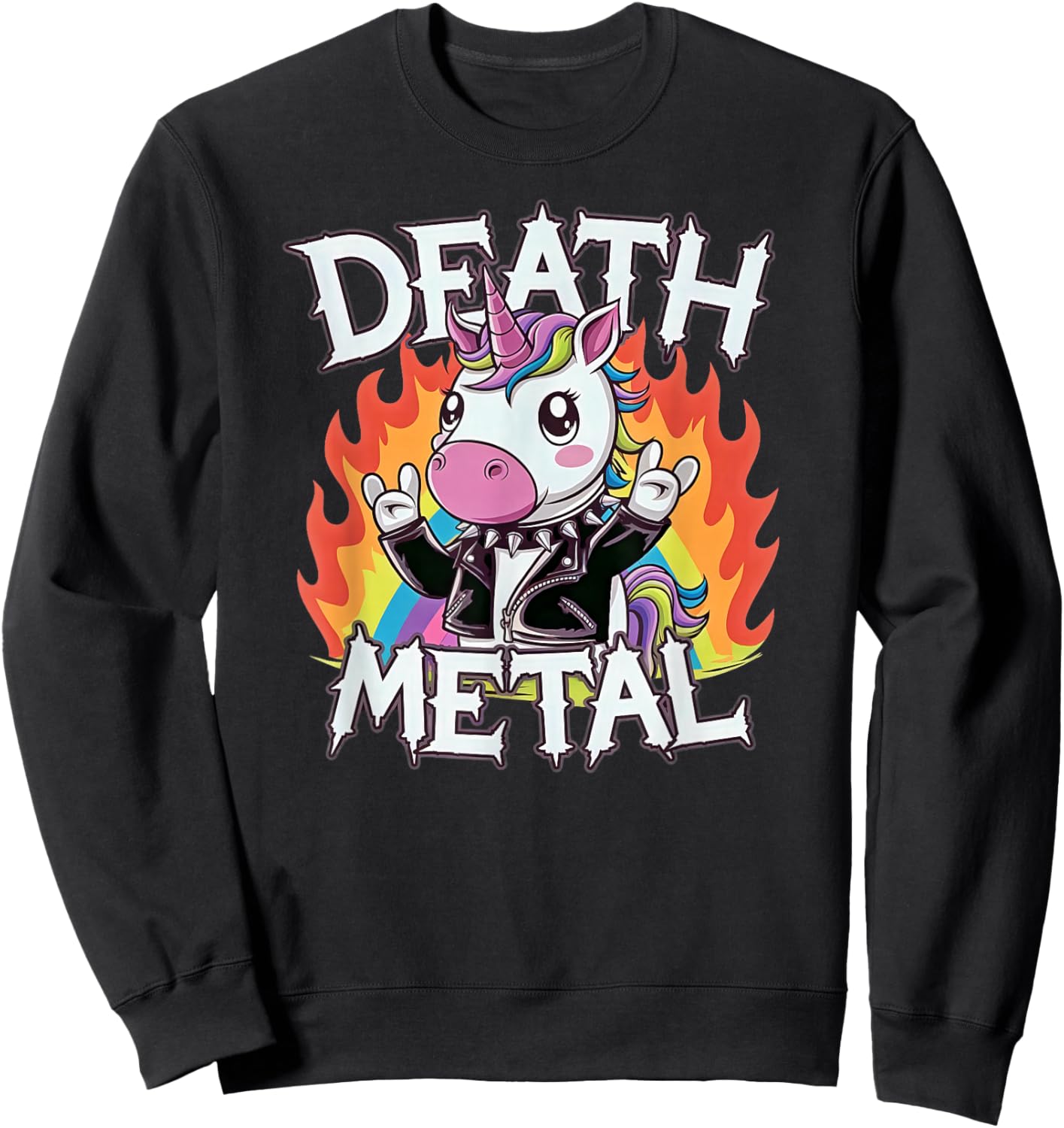 Funny Rainbow Unicorn, Death Metal Rainbow apparel Sweatshirt - Sweatshirt | Black
