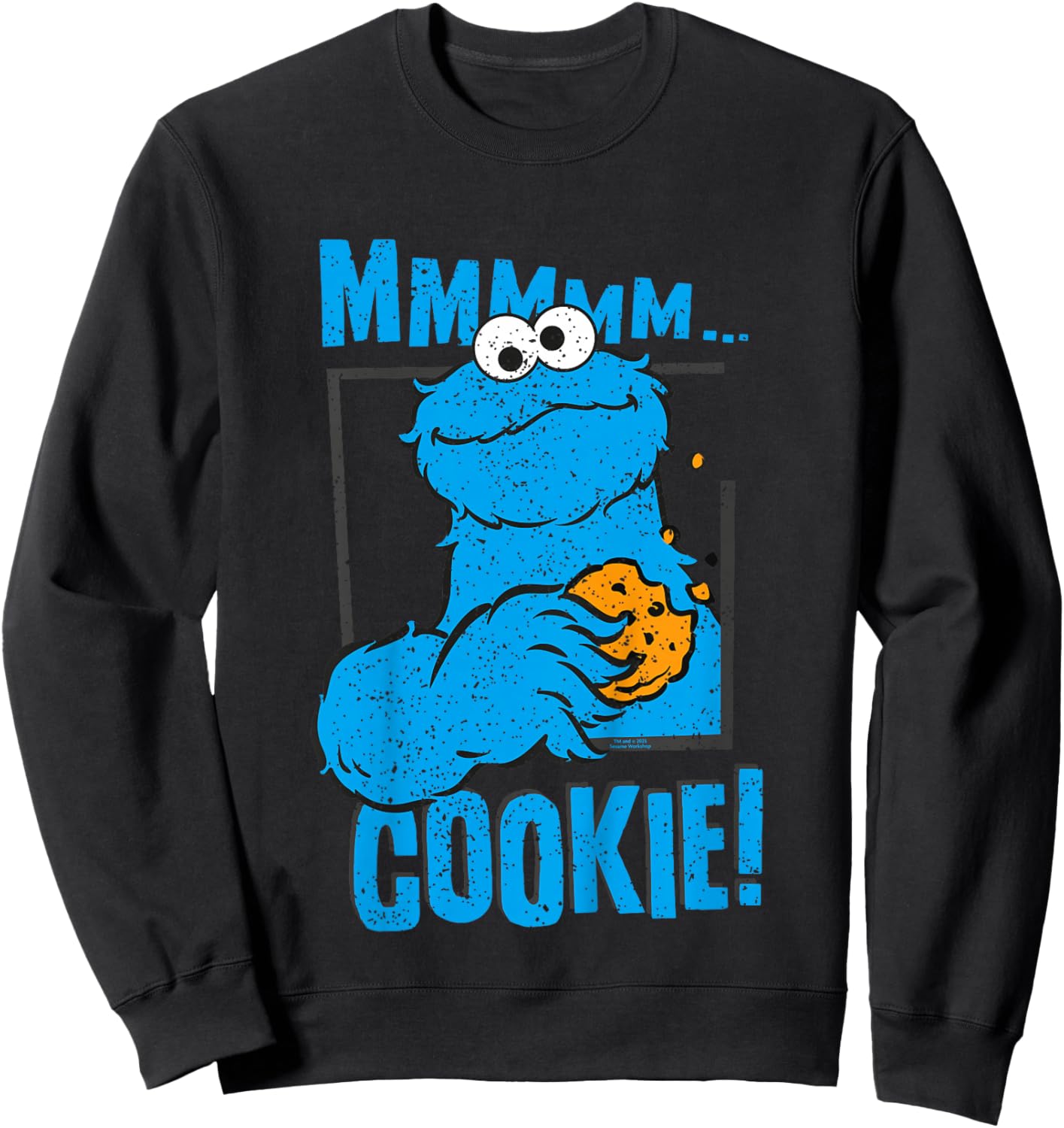 Sesame Street Cookie Monster Yummy Cookies Happy Pose Retro Sweatshirt - Sweatshirt | Black