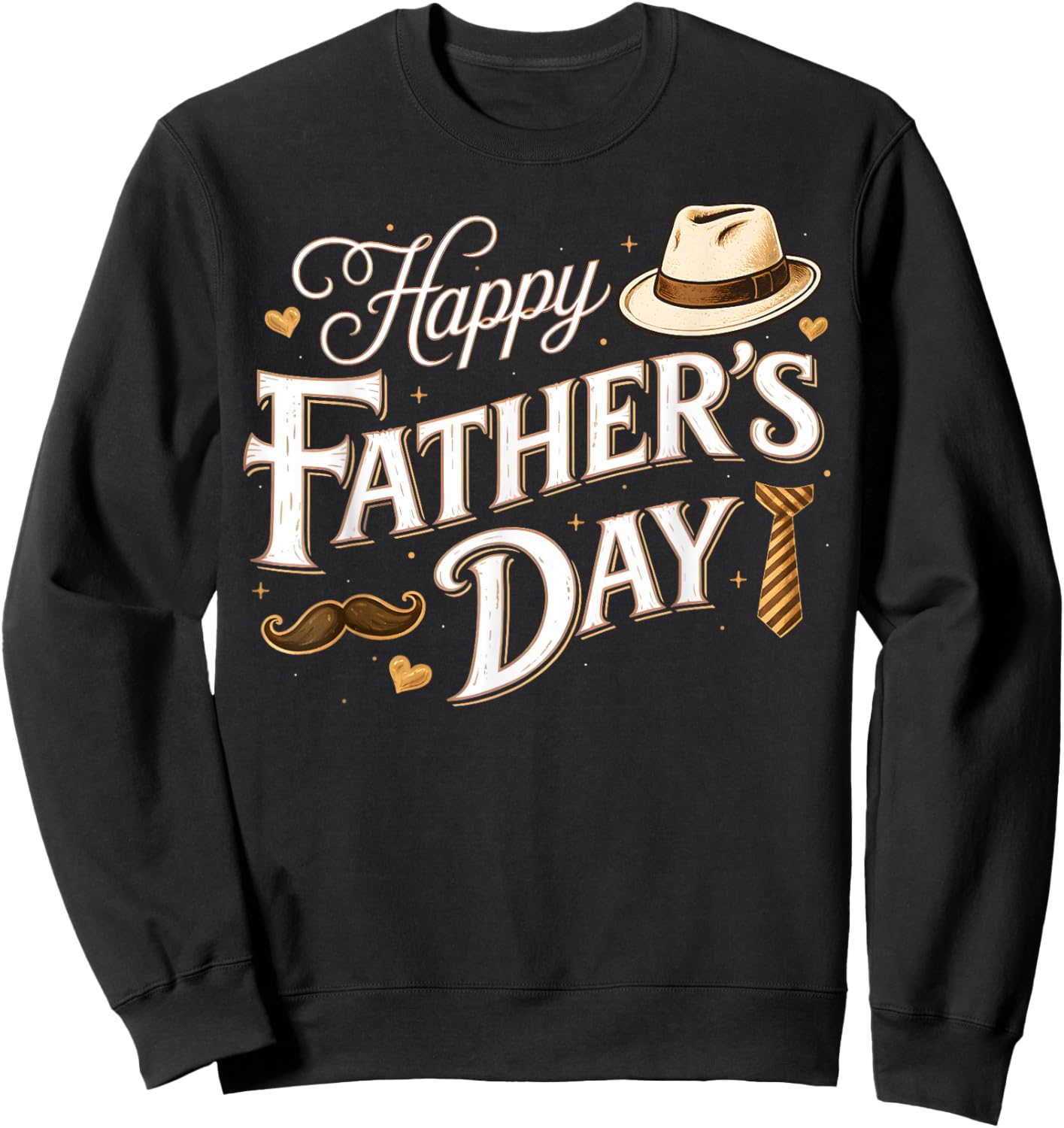 Happy Fathers Day Classic Vintage Retro Dad Grandpa Papa Men Sweatshirt - Sweatshirt | Black