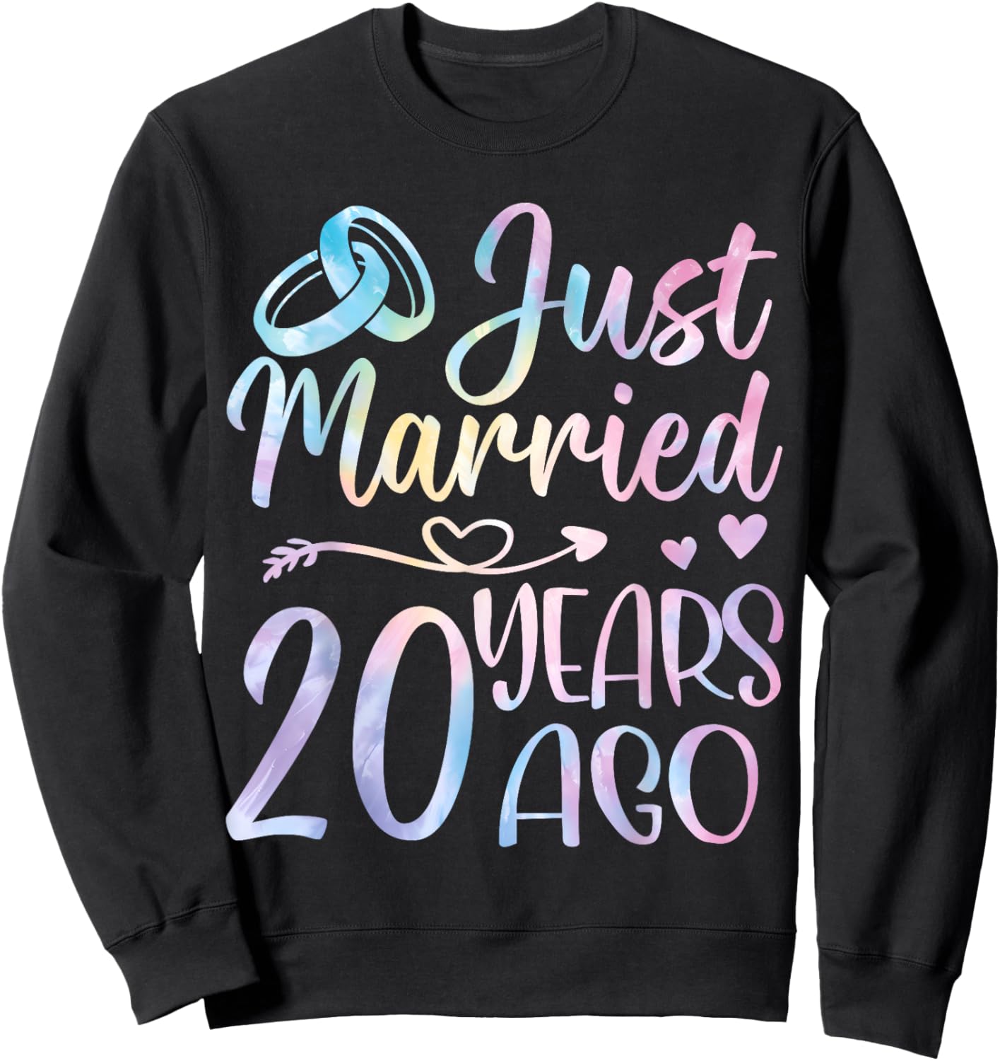 Just Married 20 Years Ago Couple 20th Wedding Anniversary Sweatshirt - Sweatshirt | Black