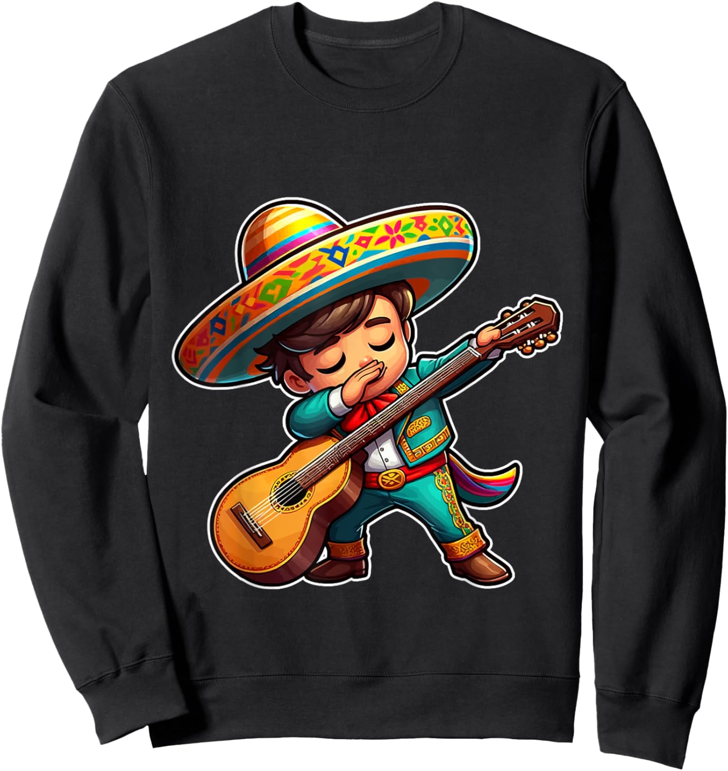 Mariachi boy dabbing with guitar Cinco de Mayo costume kids Sweatshirt - Sweatshirt | Black