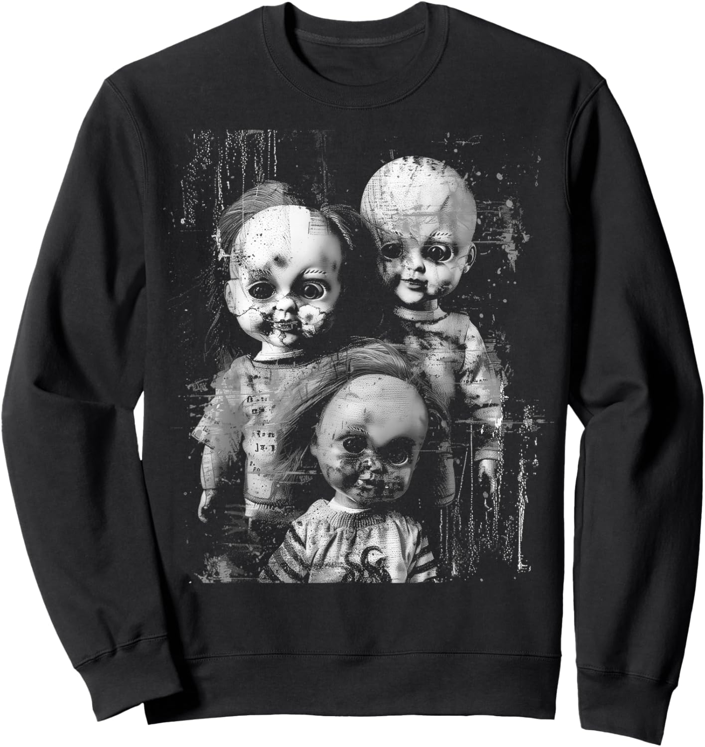 Haunted Creepy Doll Horror Toy Halloween Goth Alt Scary Emo Sweatshirt - Sweatshirt | Black