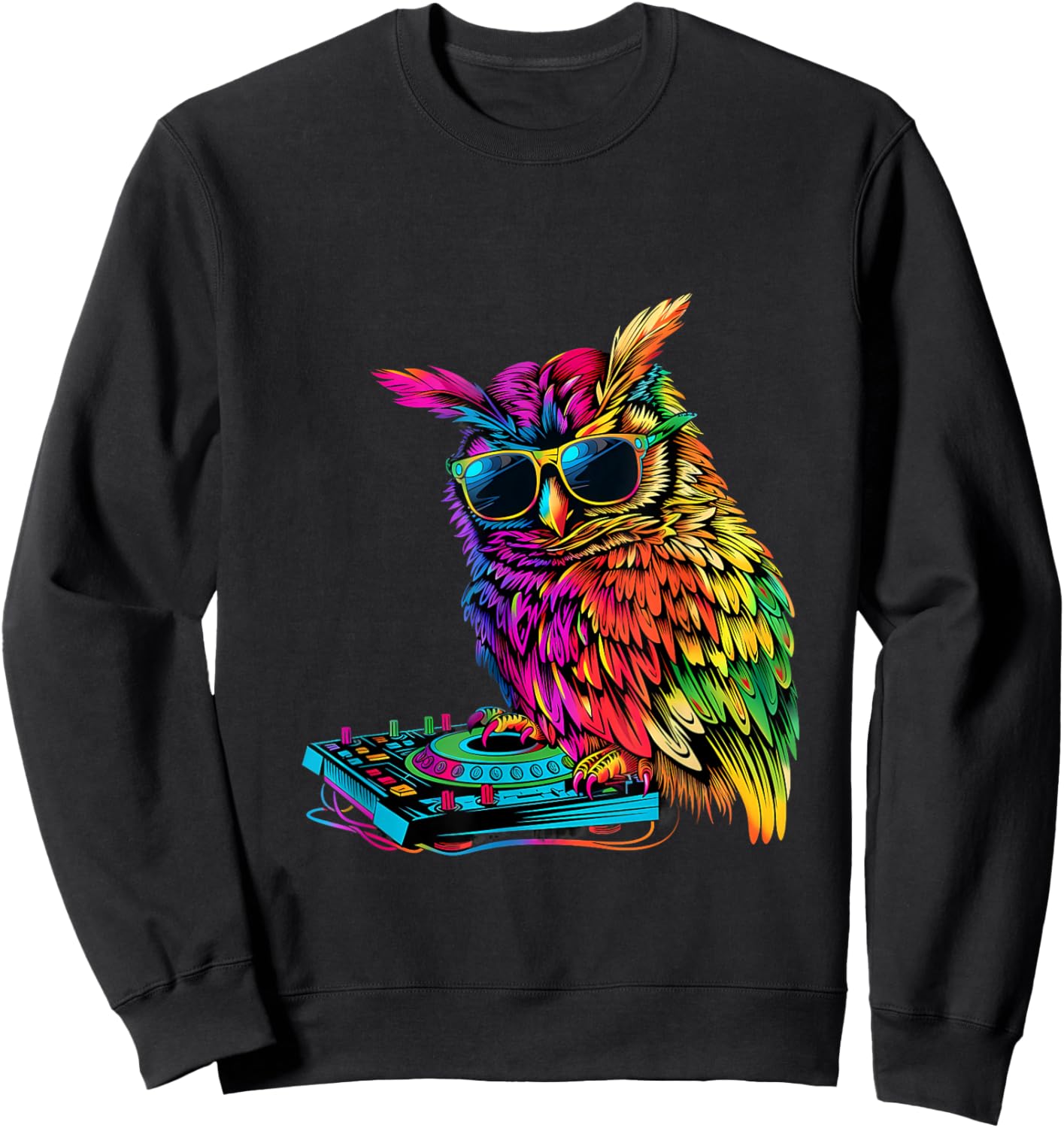 Owl DJ House Music Beatmaker Owl Lover Turntable DJ Owl Sweatshirt - Sweatshirt | Black