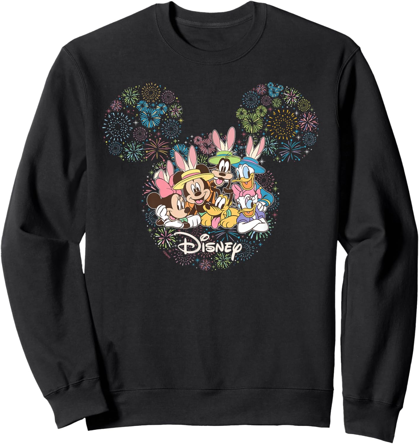 Disney Mickey & Friends Easter Fireworks Icon Vacation Trip Sweatshirt - Sweatshirt | Black