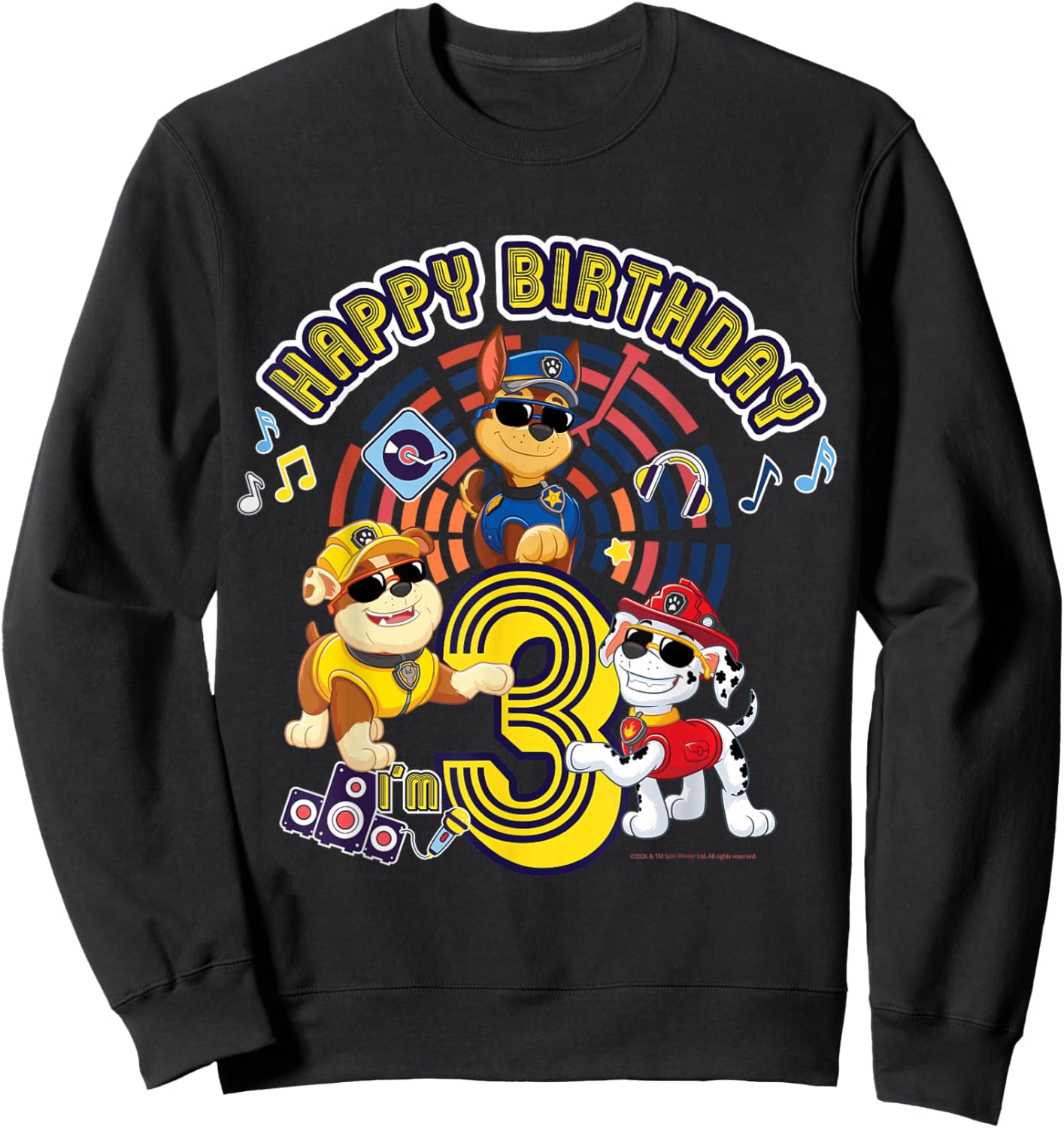 Official Paw Patrol Happy Day Birthday Age 3 Sweatshirt - Sweatshirt | Black