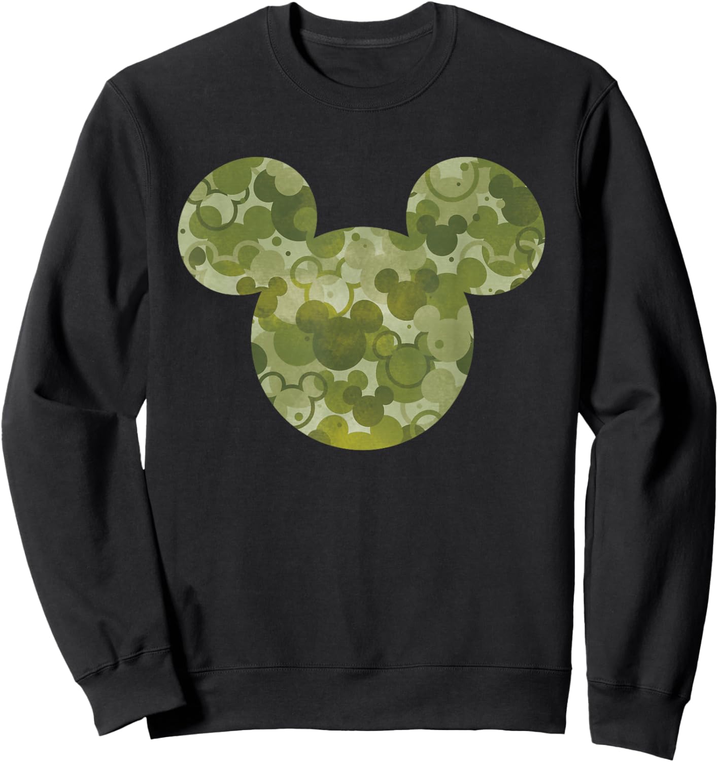 Disney Mickey Mouse Icon Green Camo Camouflage Pattern Sweatshirt - Sweatshirt | Black