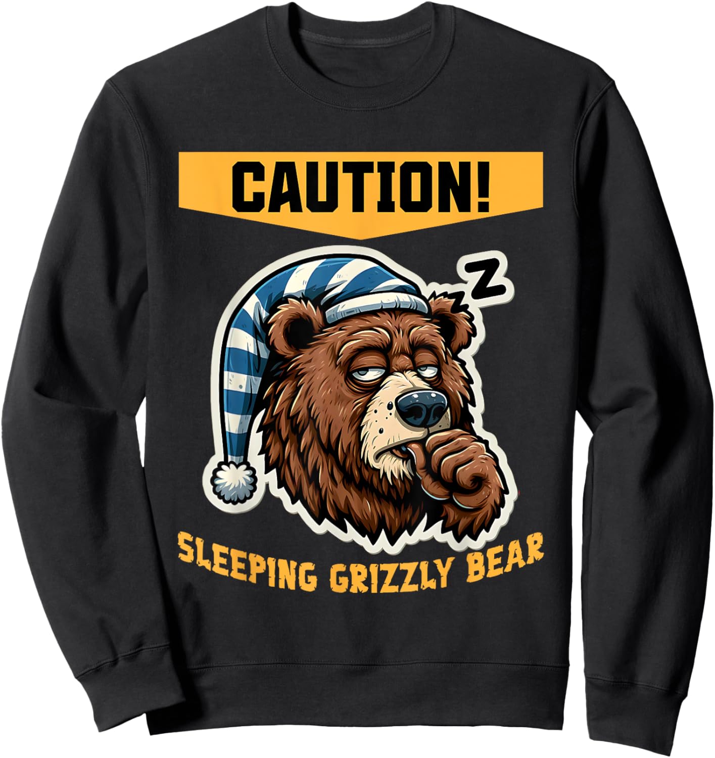 Sleepy 'Grizzly Bear' s Funny Pajama Top Sweatshirt - Sweatshirt | Black