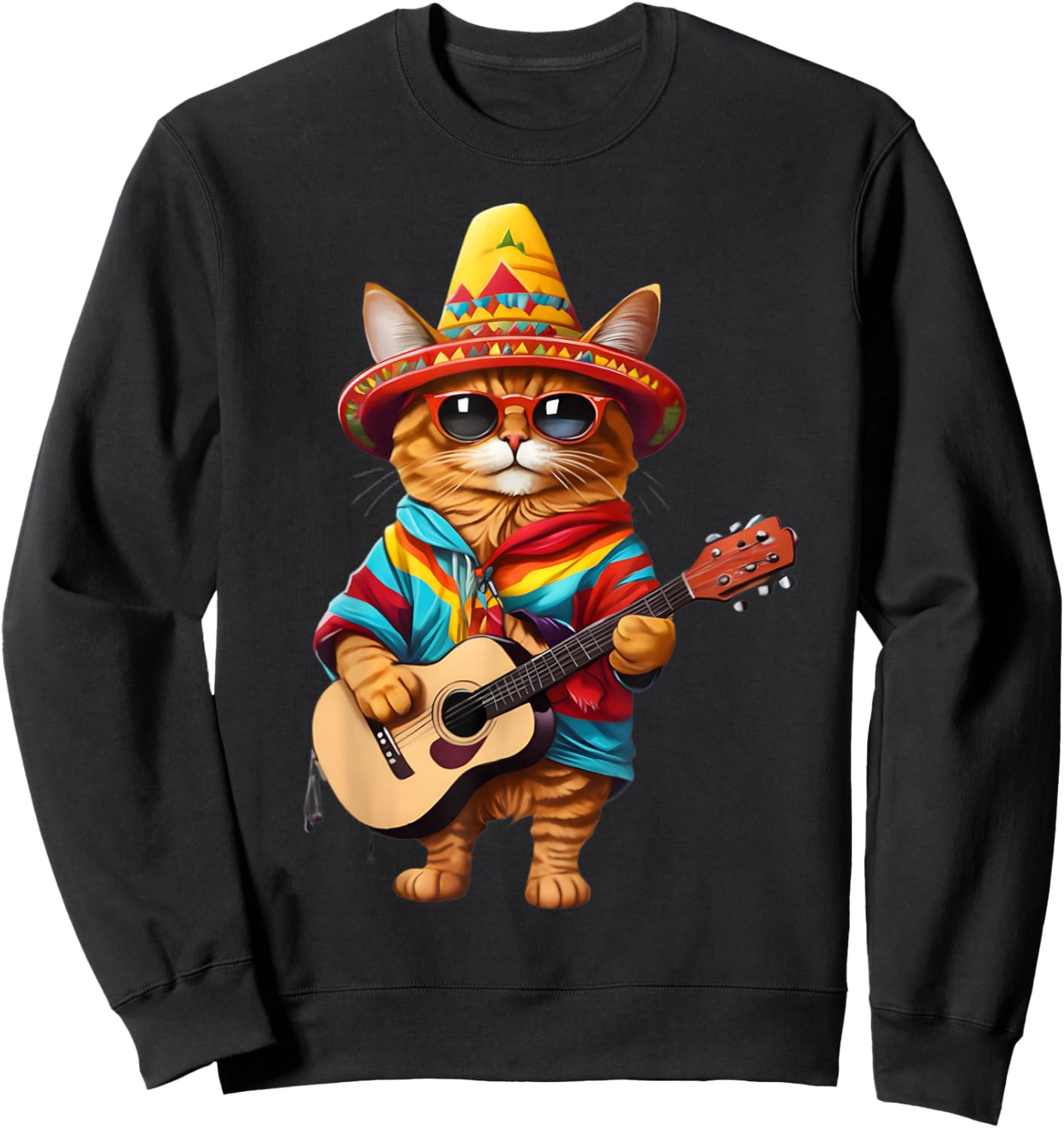 Gatos Before Vatos Mexican Cat Poncho Fiesta Cinco De Mayo Sweatshirt - Sweatshirt | Black