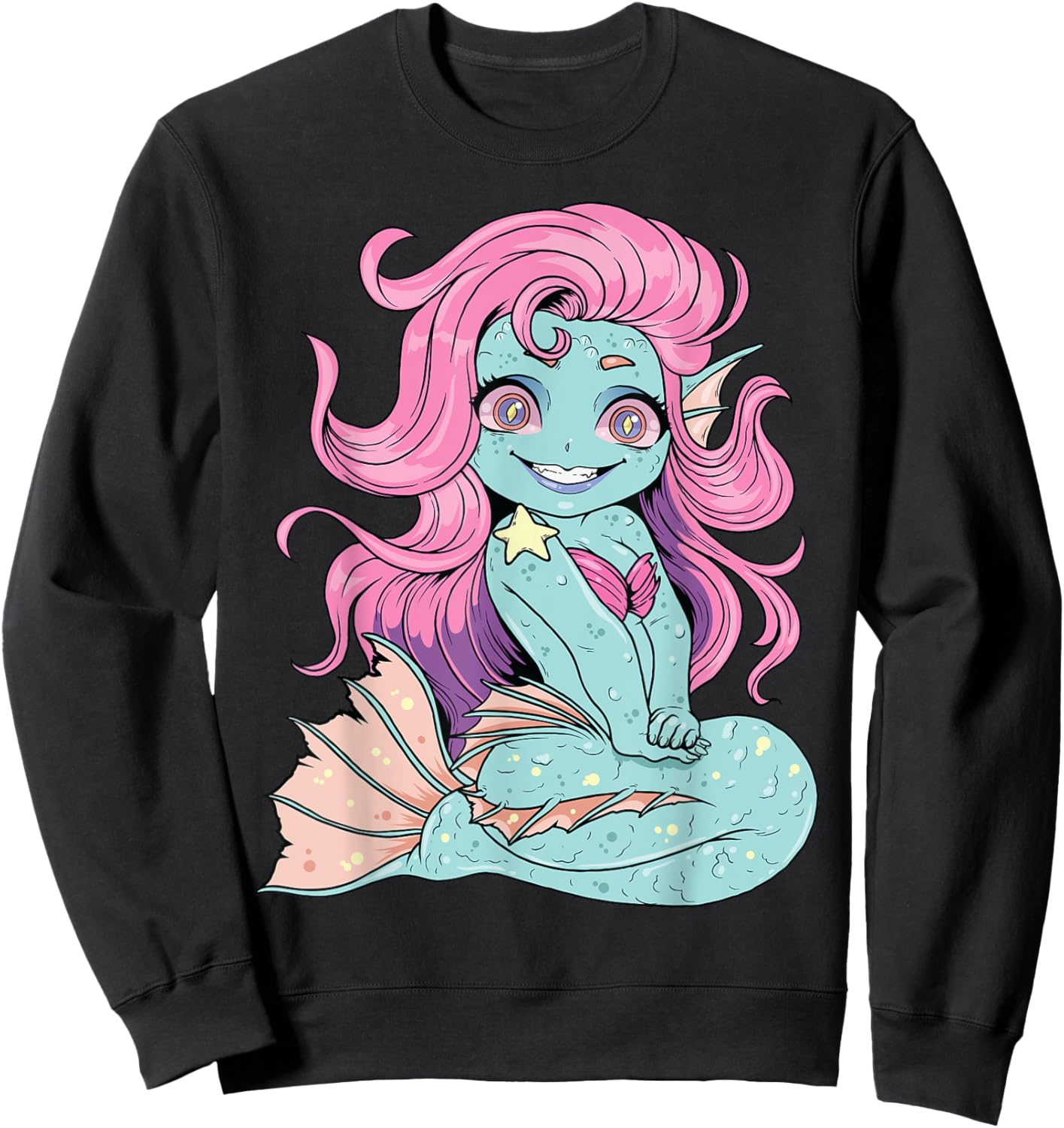 Pastel Goth Mermaid Shirt Kawaii Zombie Mermaid Cute Witchy Sweatshirt - Sweatshirt | Black