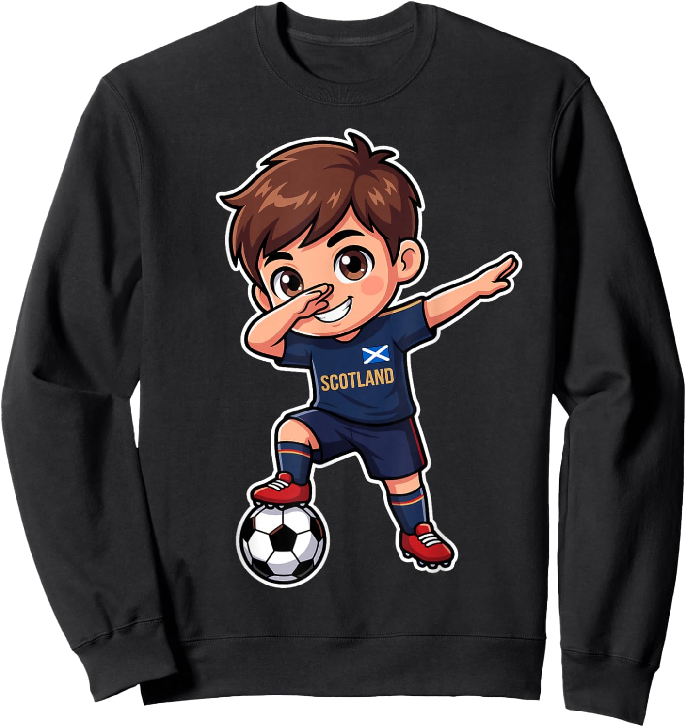 Scottish Kid Goal Cartoon Scotland Flag for Kids Sweatshirt - Sweatshirt | Black