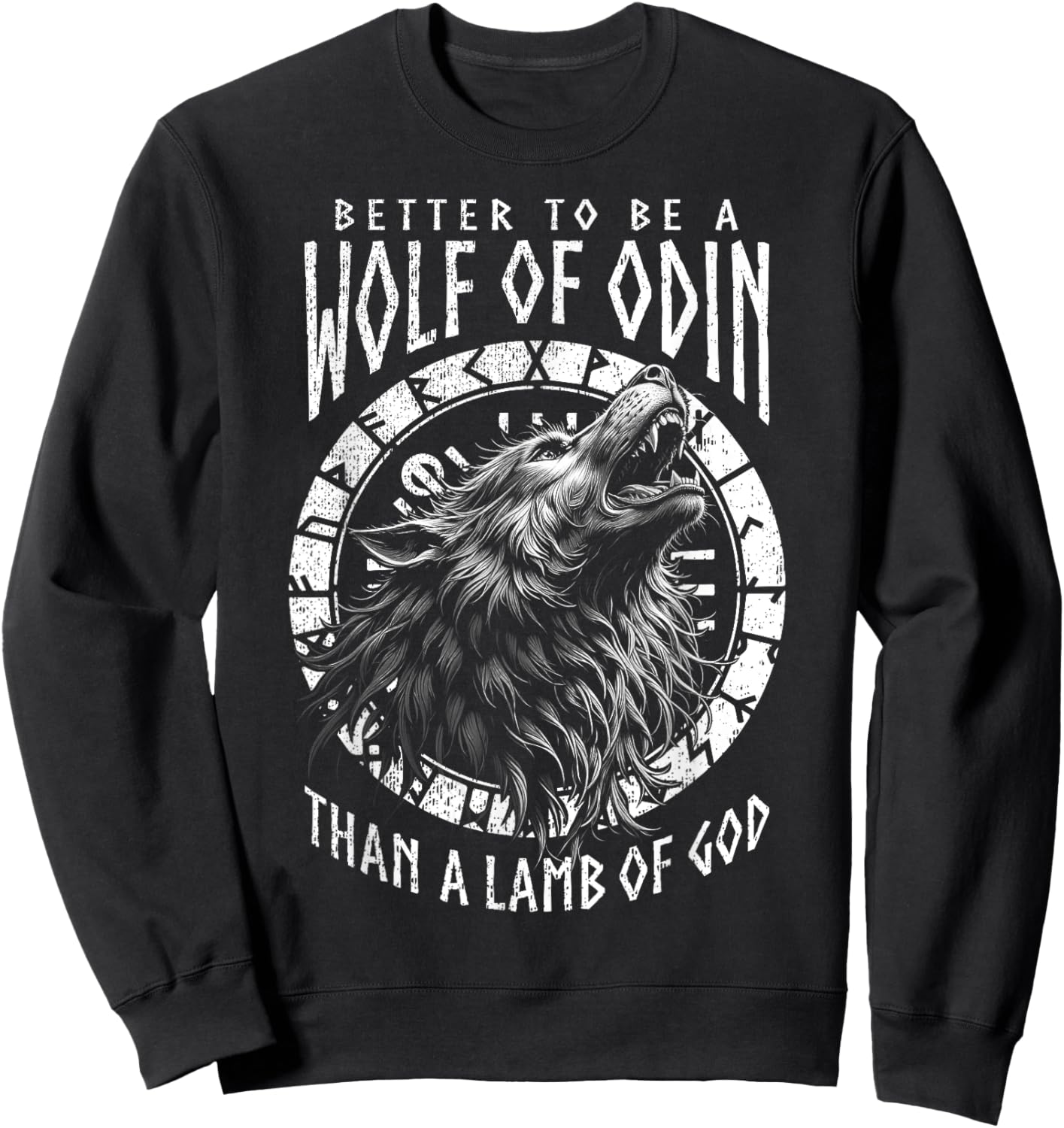 Wolf Of Odin Lamb Of God Viking Norse Mythology Compass Sweatshirt - Sweatshirt | Black