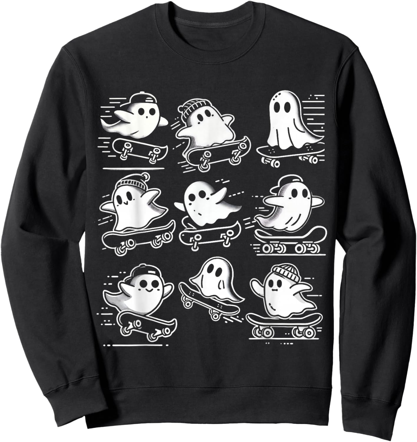 Funny Ghost Skateboard Halloween Costume Skateboarding Sweatshirt - Sweatshirt | Black