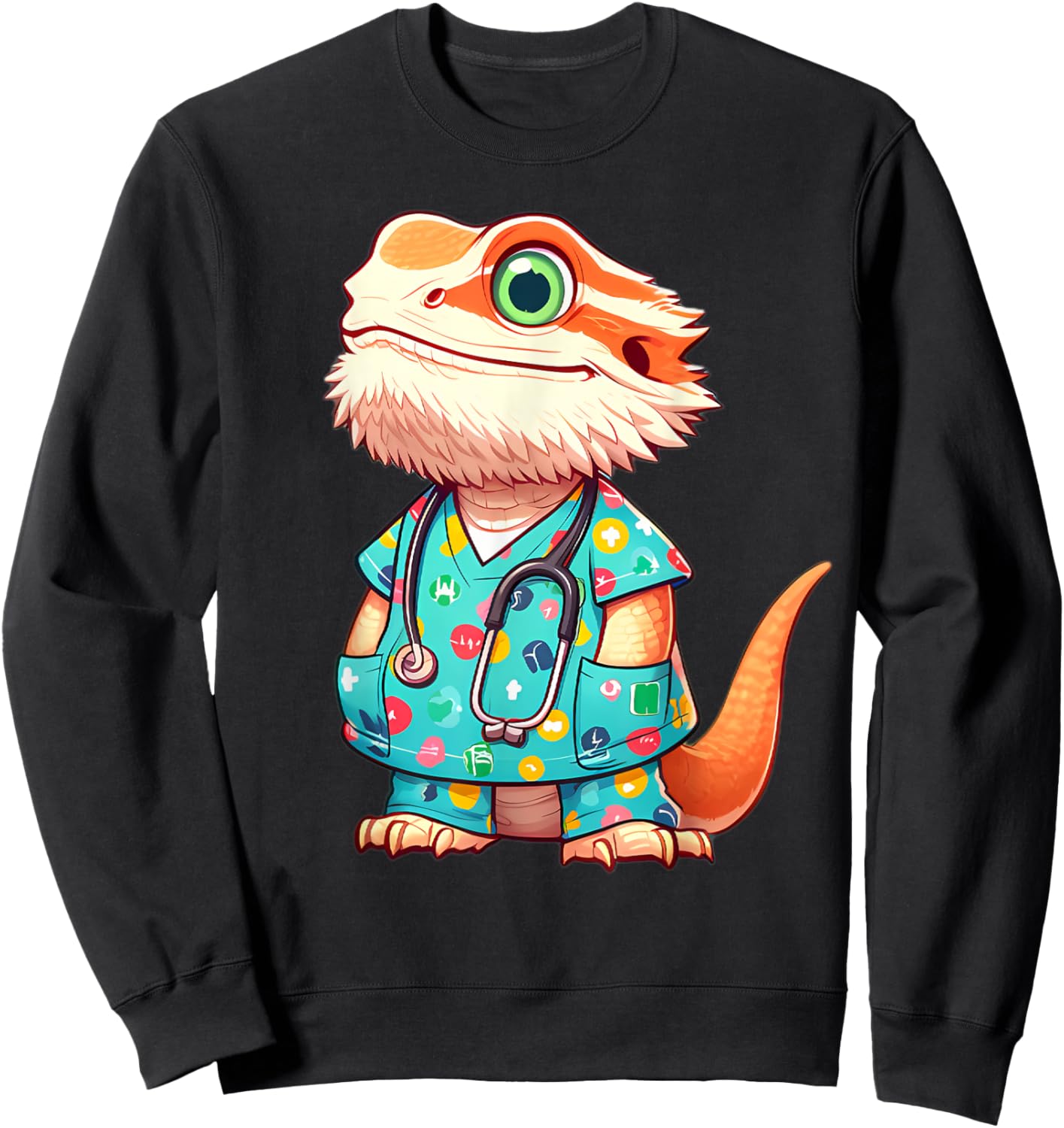 Bearded Dragon Nurse Animal Sweatshirt - Sweatshirt | Black