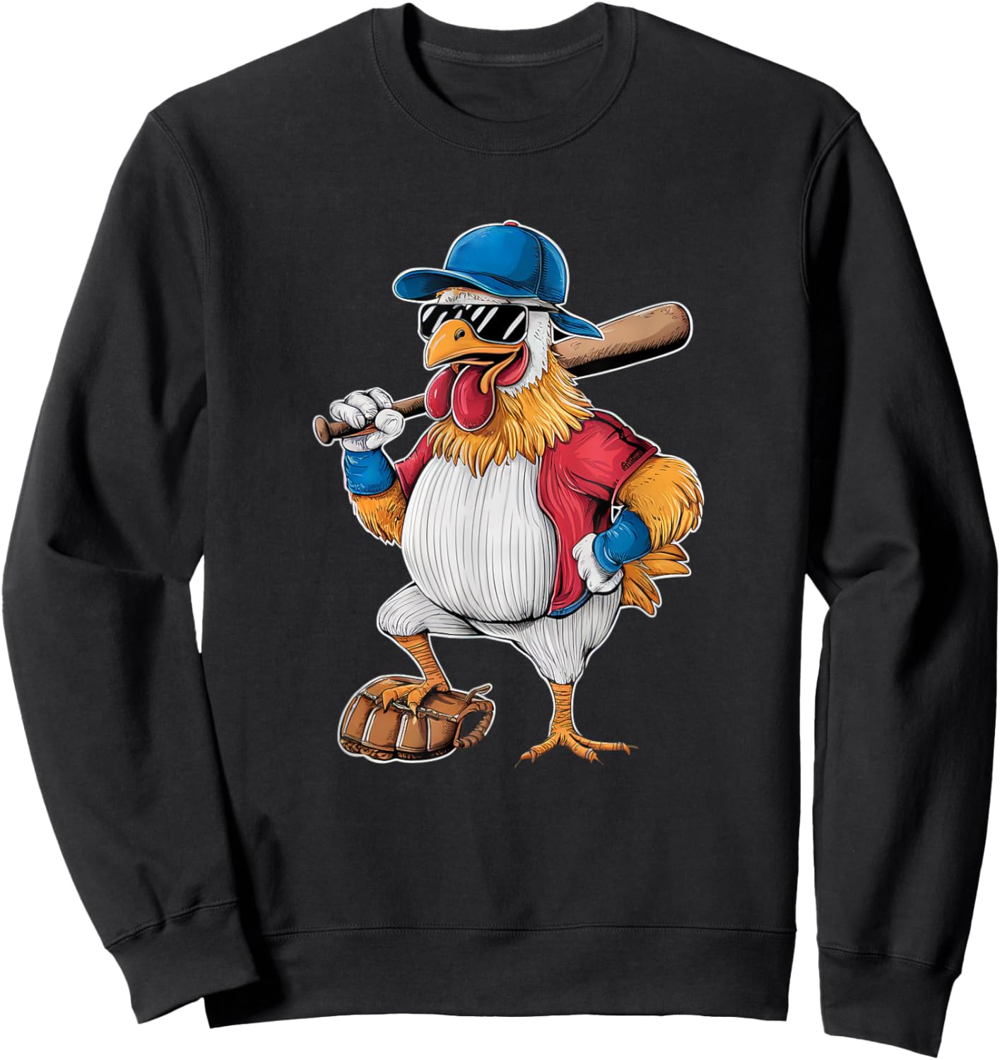 Chicken Baseball Player Funny Sports Design Sweatshirt - Sweatshirt | Black