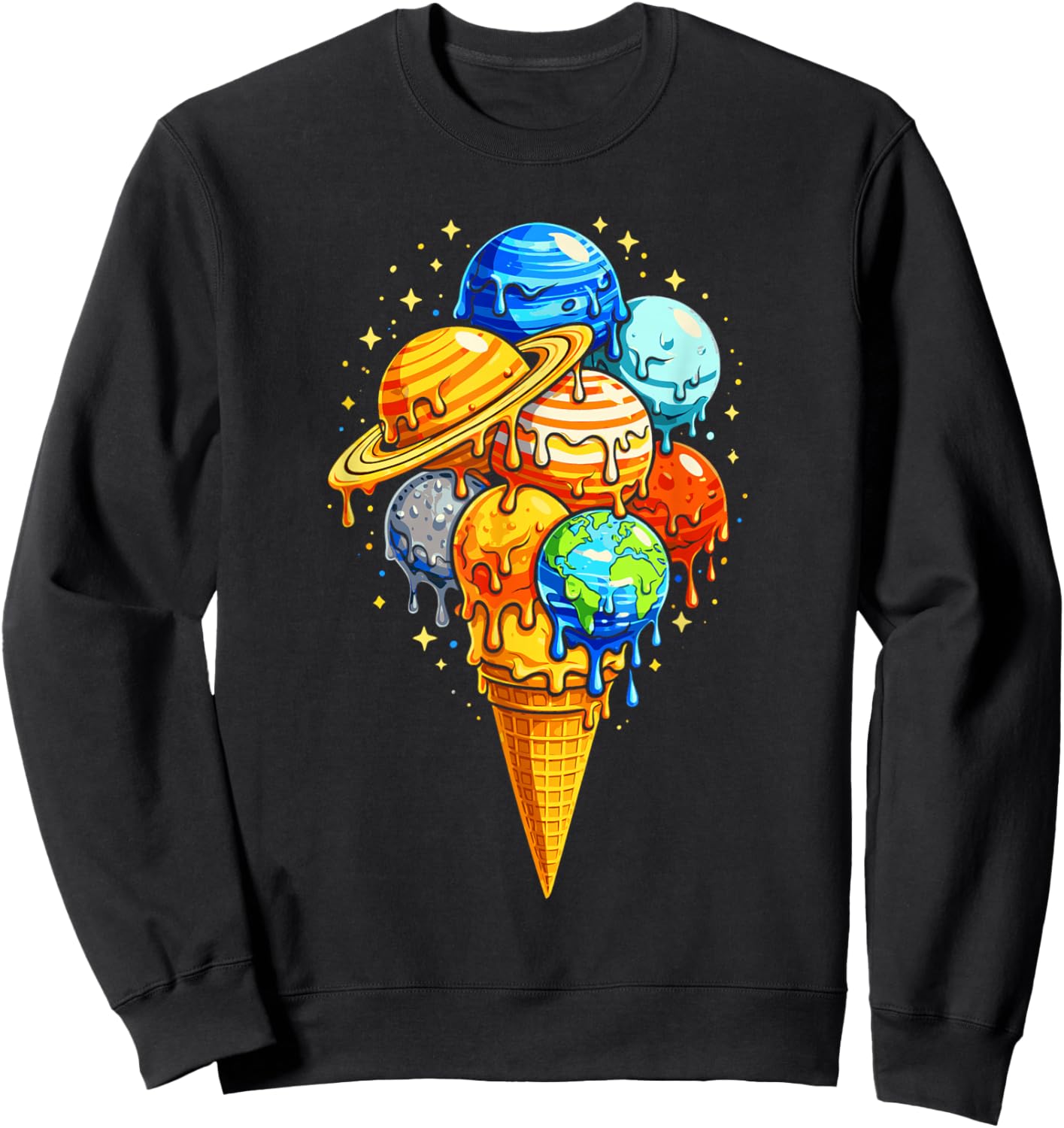 Solar System Planet Ice Cream Space Astronomy Kids Sweatshirt - Sweatshirt | Black