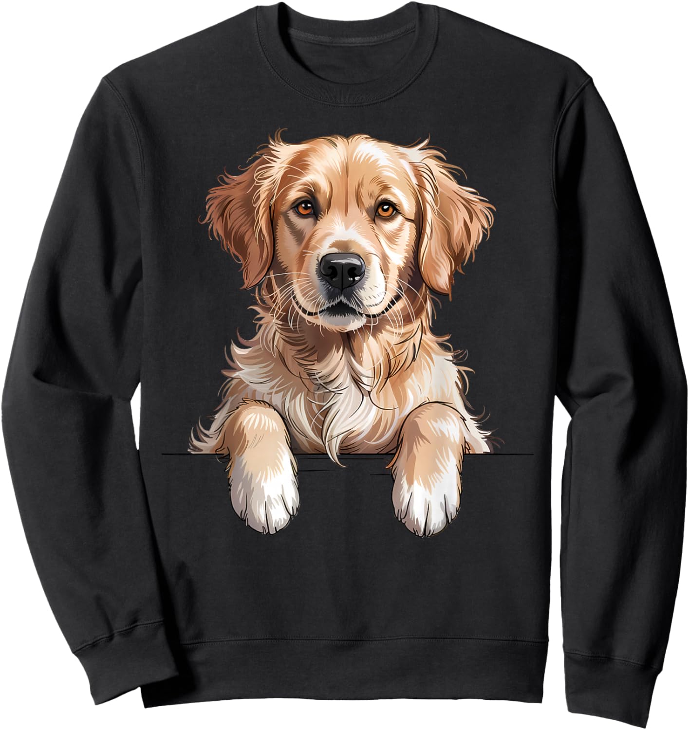 Golden Retriever Funny Peeking Pocket Puppy Dog Lover Sweatshirt - Sweatshirt | Black