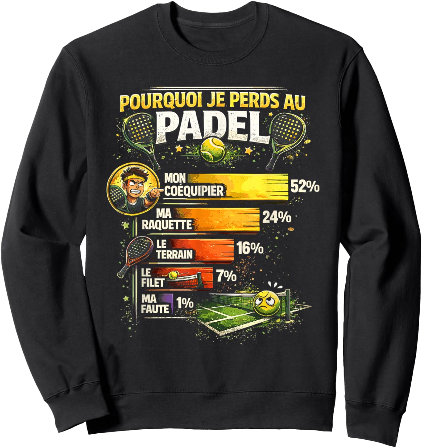 Why I Lose At Padel Funny Amateur Idea Padel Sweatshirt - Sweatshirt | Black
