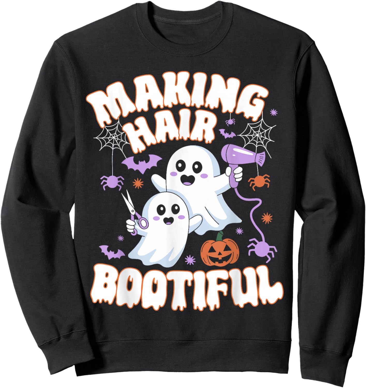 Making Hair Bootiful Halloween Spooky Ghosts Hair Stylist Sweatshirt - Sweatshirt | Black