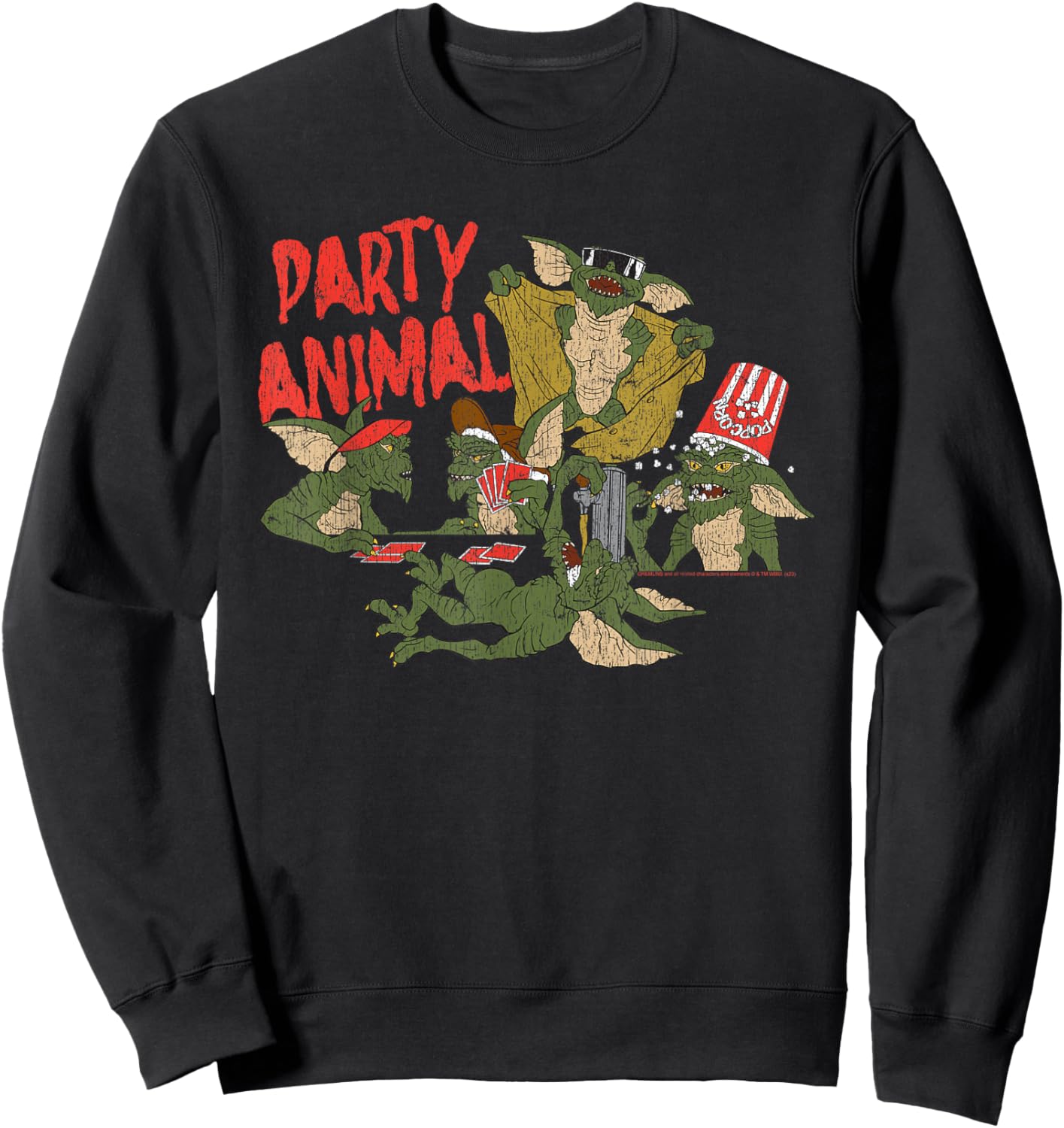 Gremlins Party Animal Vintage Illustration Funny 80's Movie Sweatshirt - Sweatshirt | Black