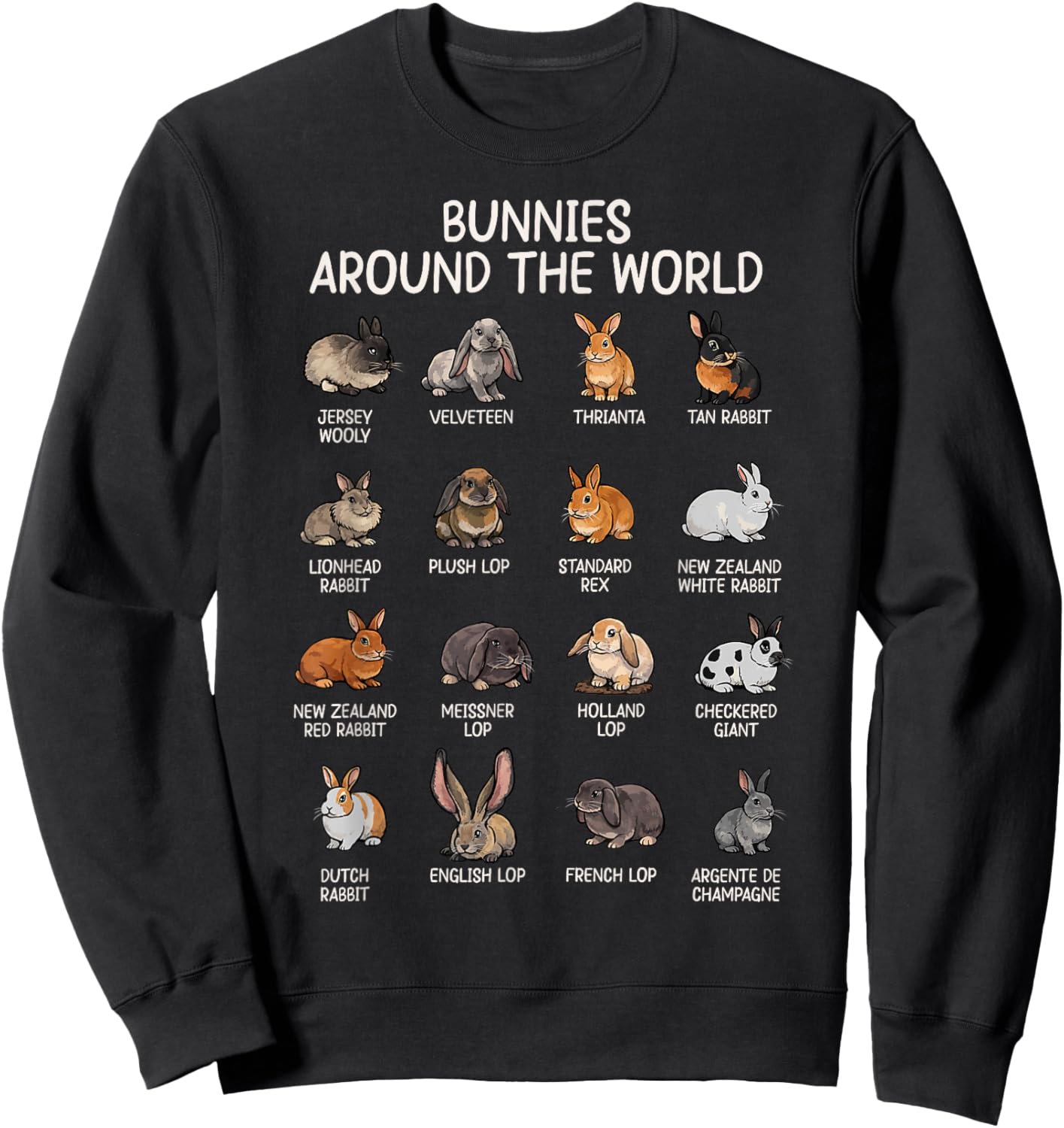 Bunny Design Women Kids Rabbit Hare Bunny Lover Sweatshirt - Sweatshirt | Black